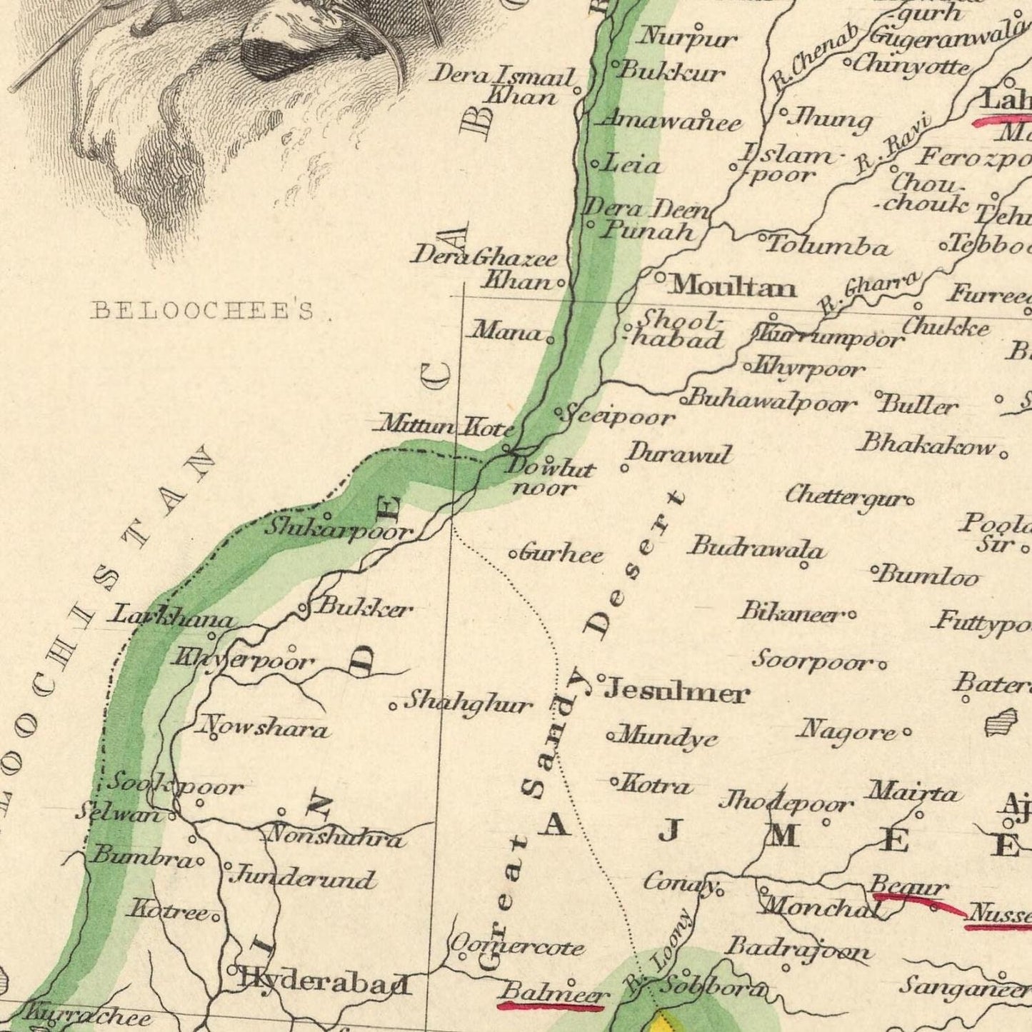 detail of the map from the centre left