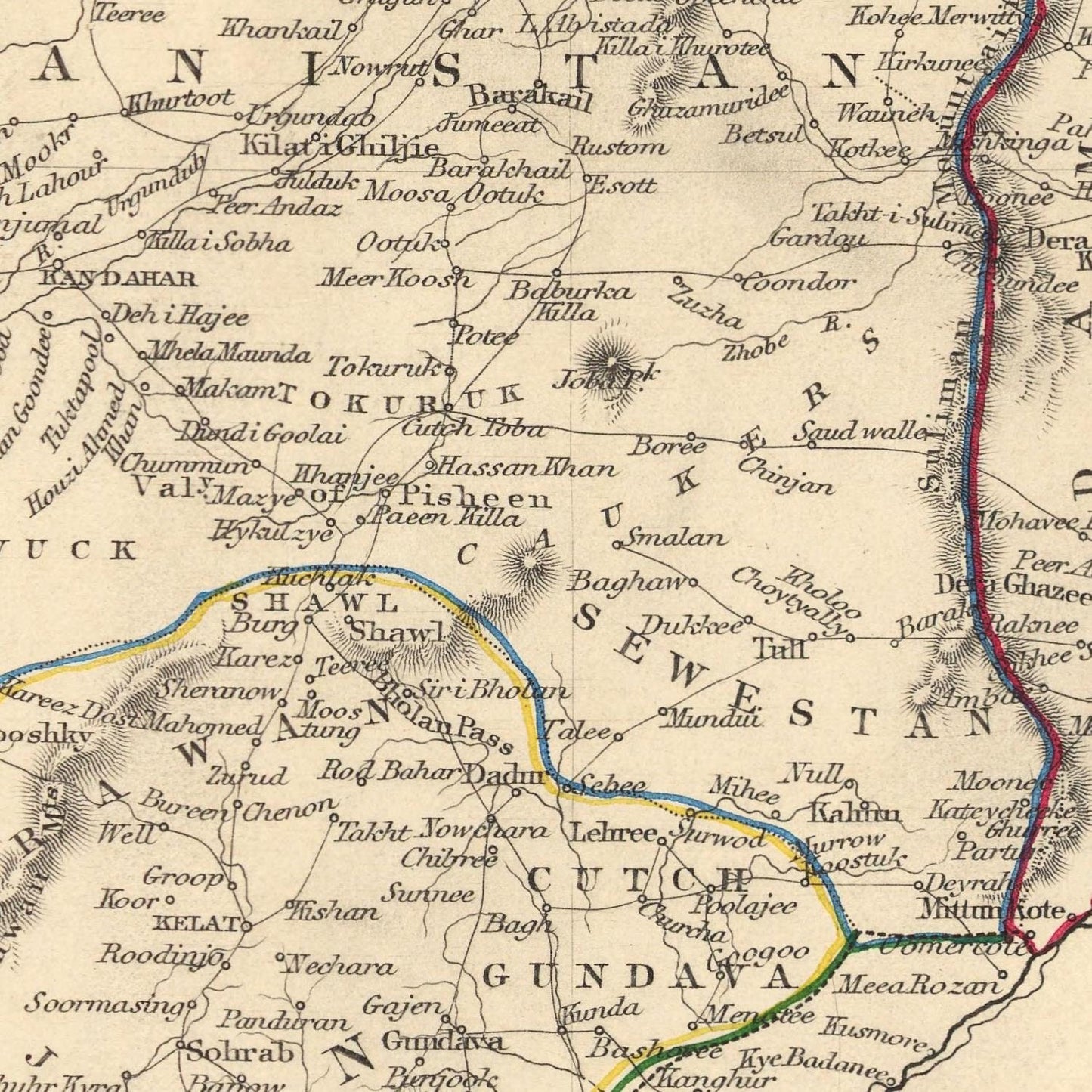 Antique map of Cabool, The Punjab and Beloochistan, 1851