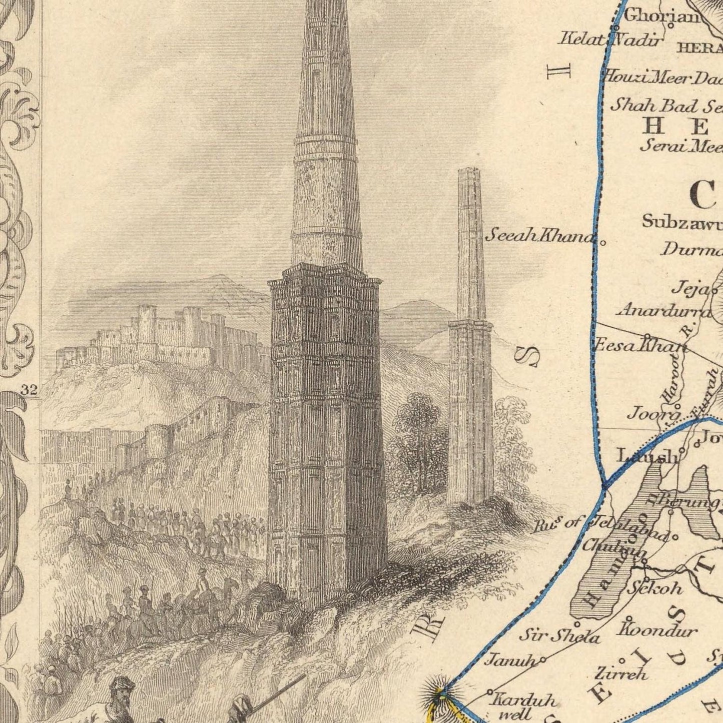 Antique map of Cabool, The Punjab and Beloochistan, 1851