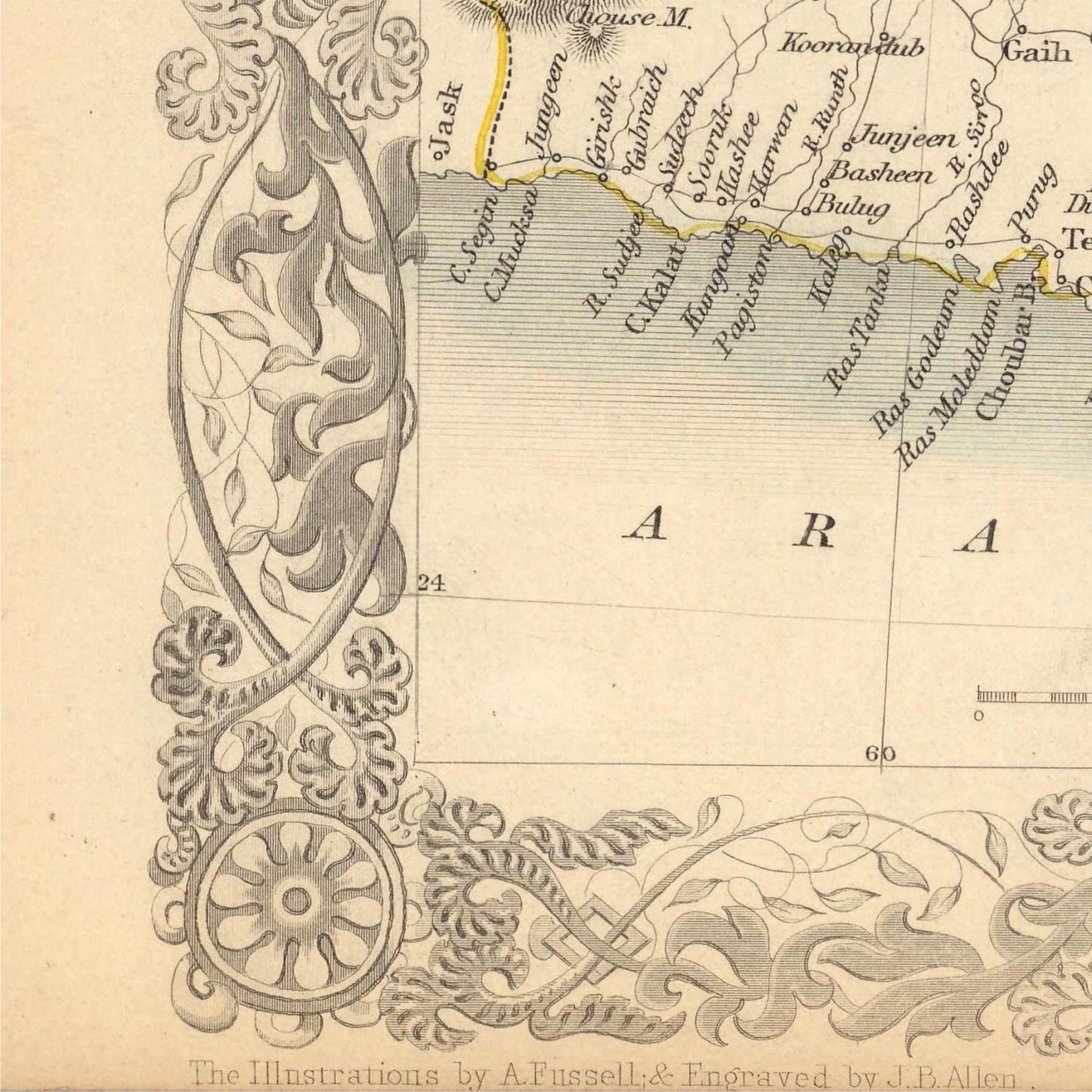 Antique map of Cabool, The Punjab and Beloochistan, 1851