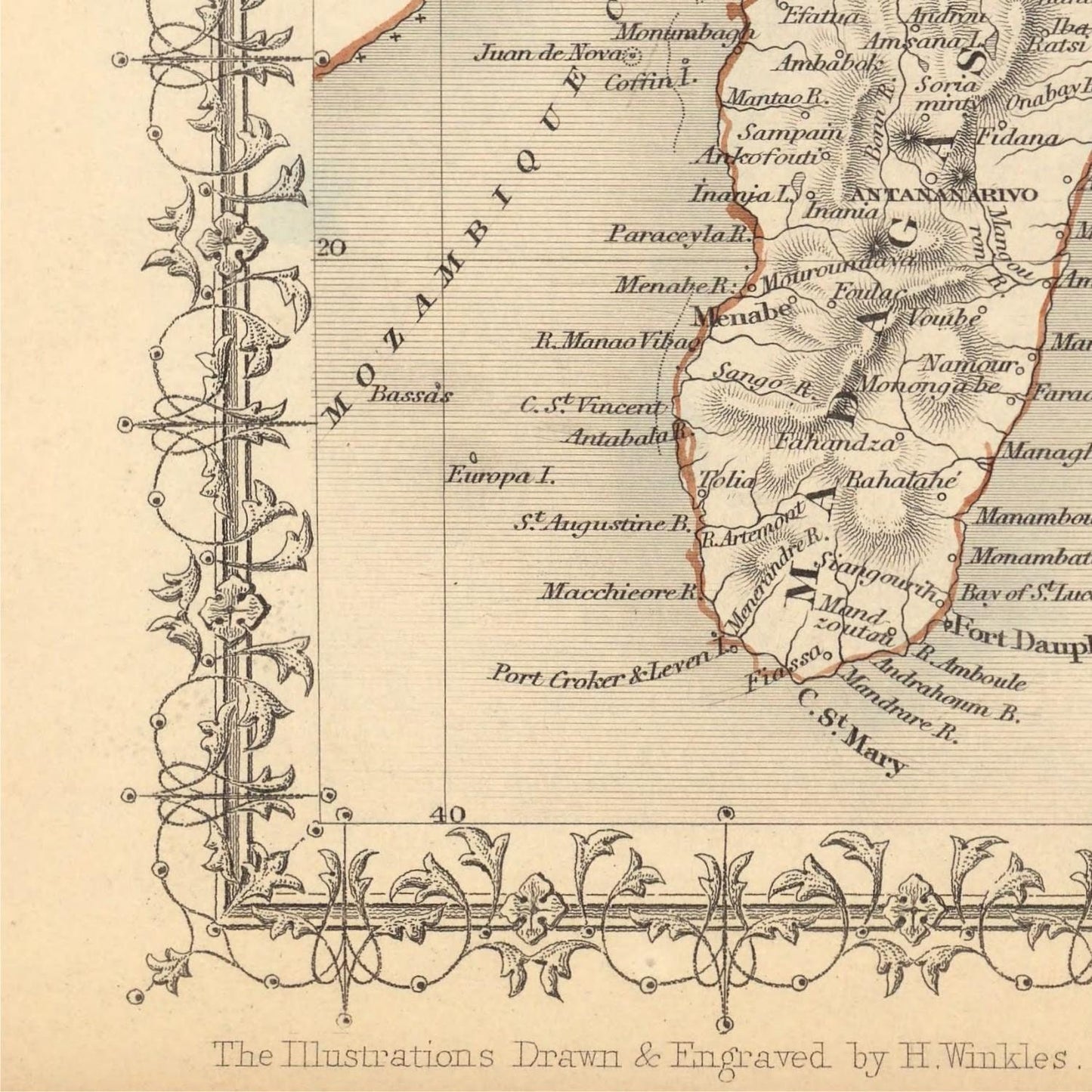 detail of the map from the bottom left corner