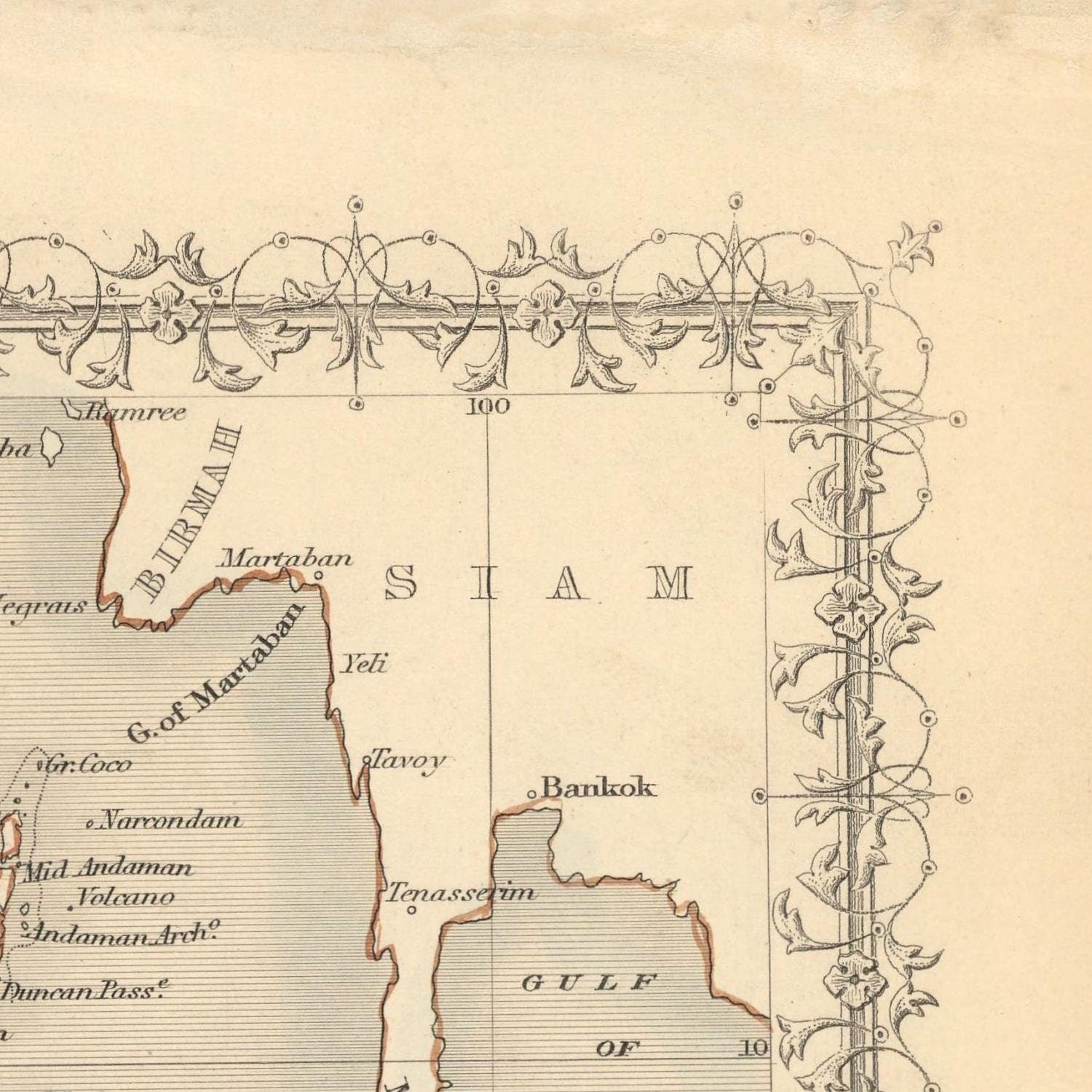 detail of the map from the top right corner