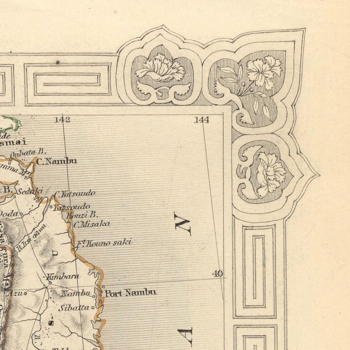 detail of the map from the top right corner