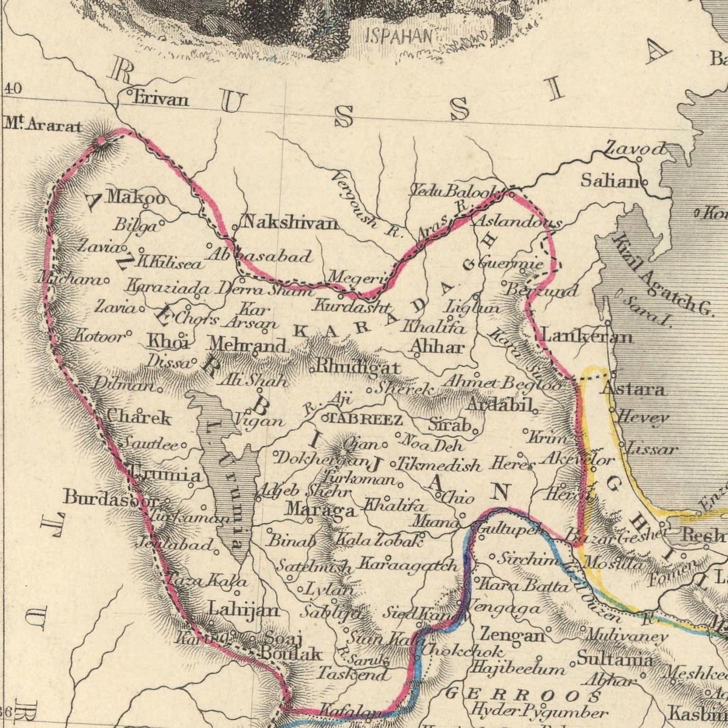 detail of the map from the centre left