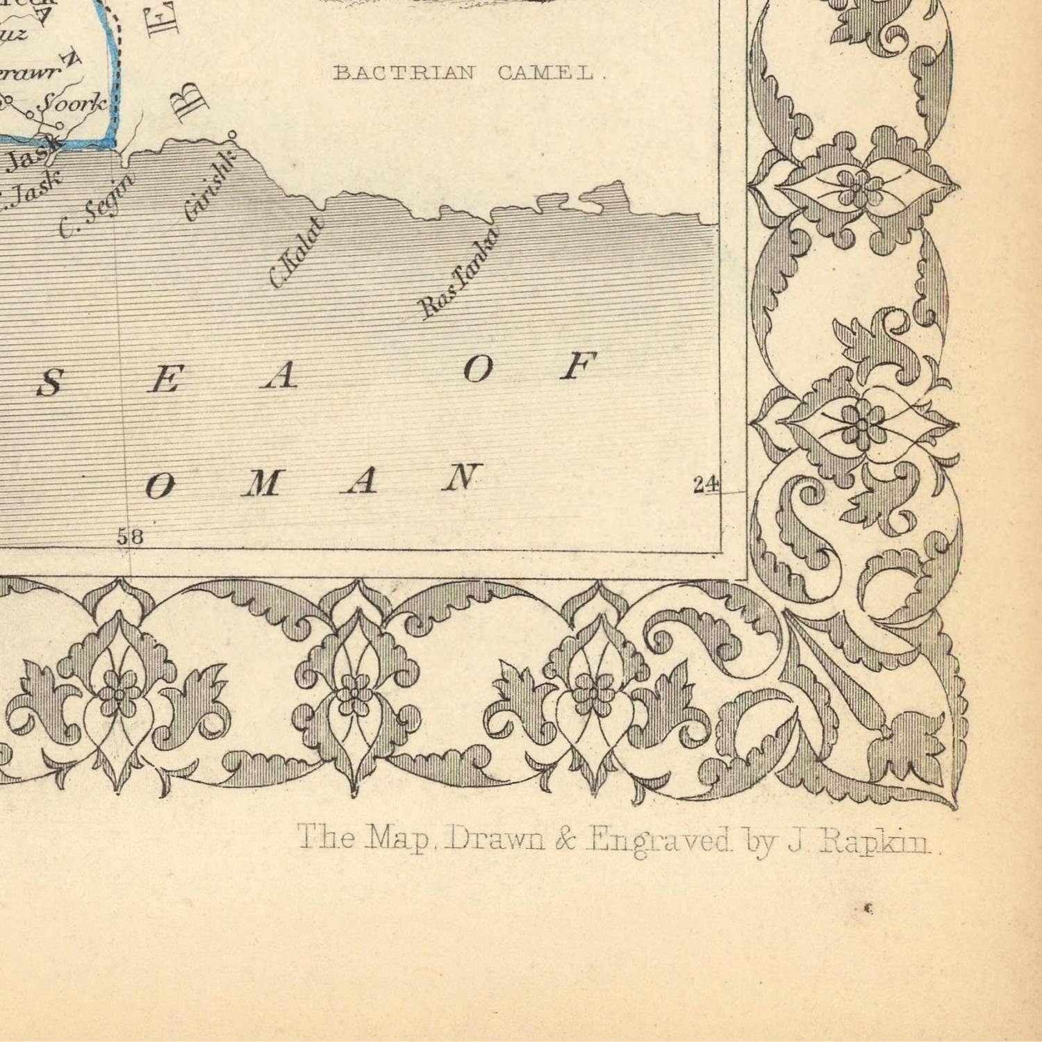 detail of the map from the bottom right corner