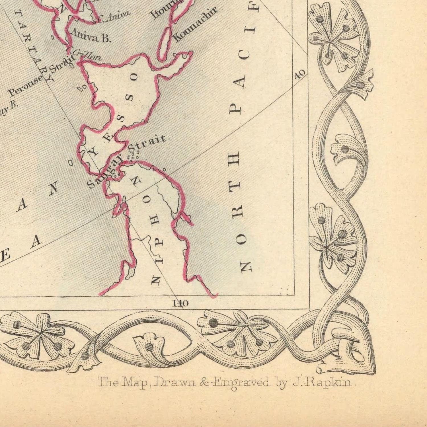 detail of the map from the bottom right corner