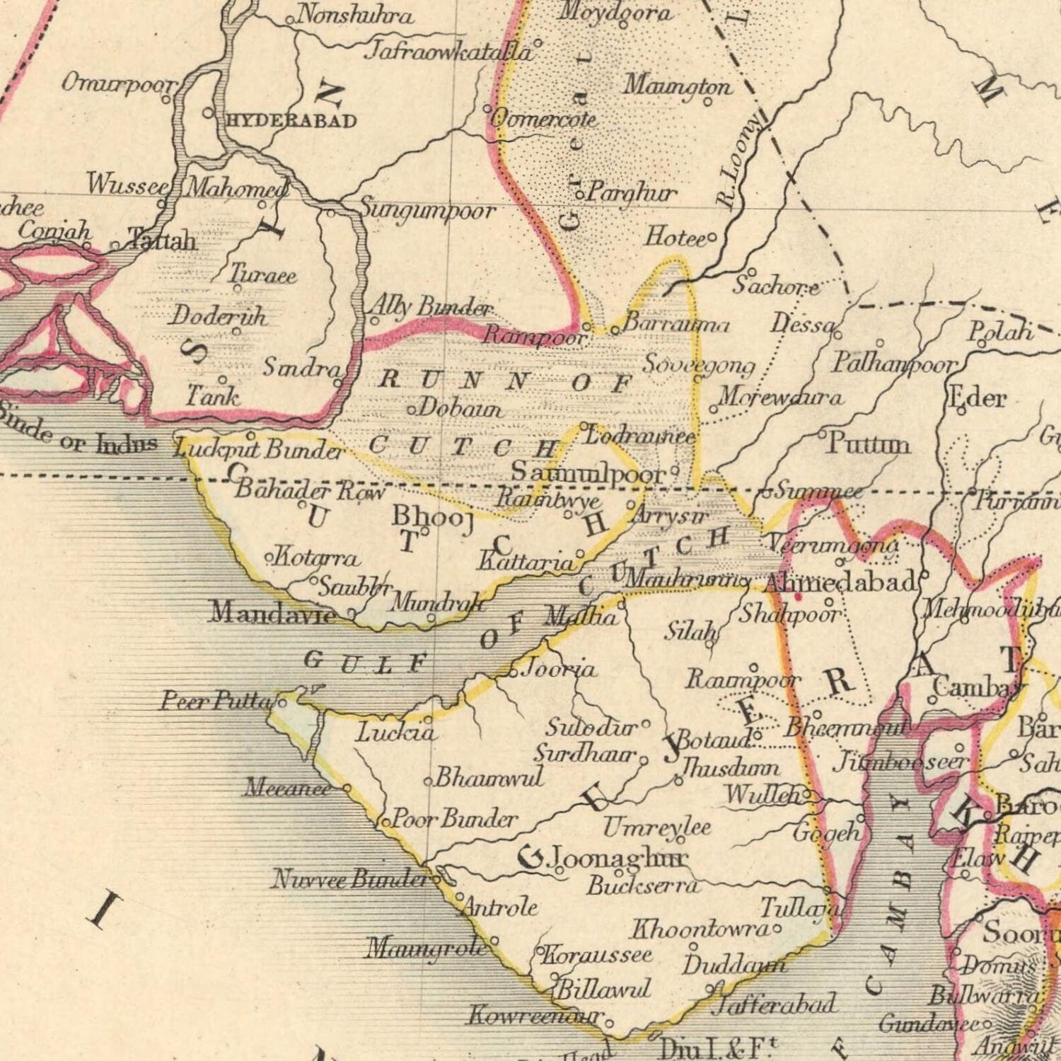 detail of the map from the centre left