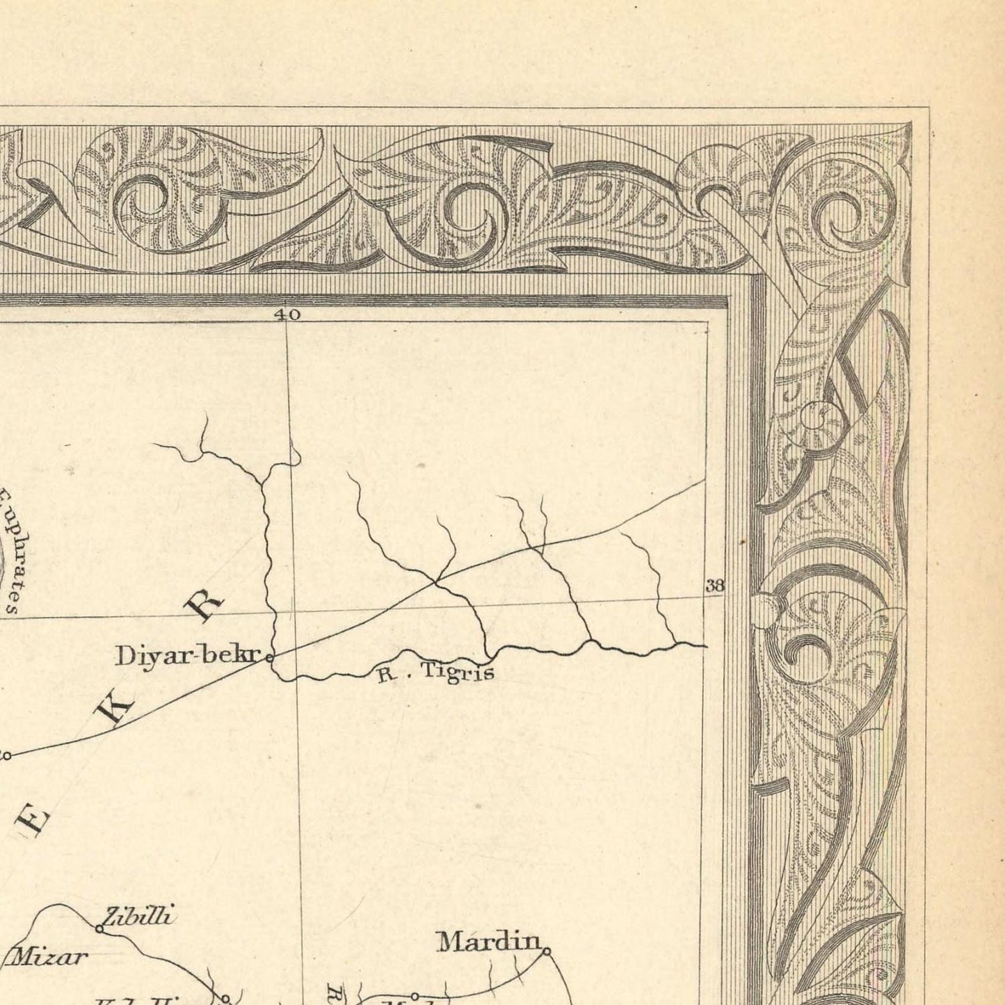 detail of the map from the top right corner