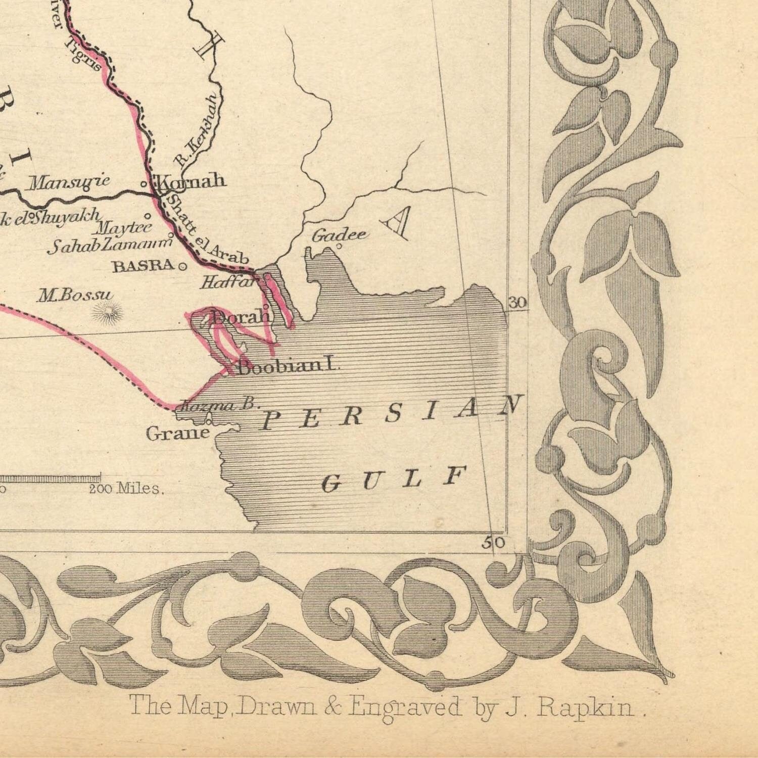 detail of the map from the bottom right corner