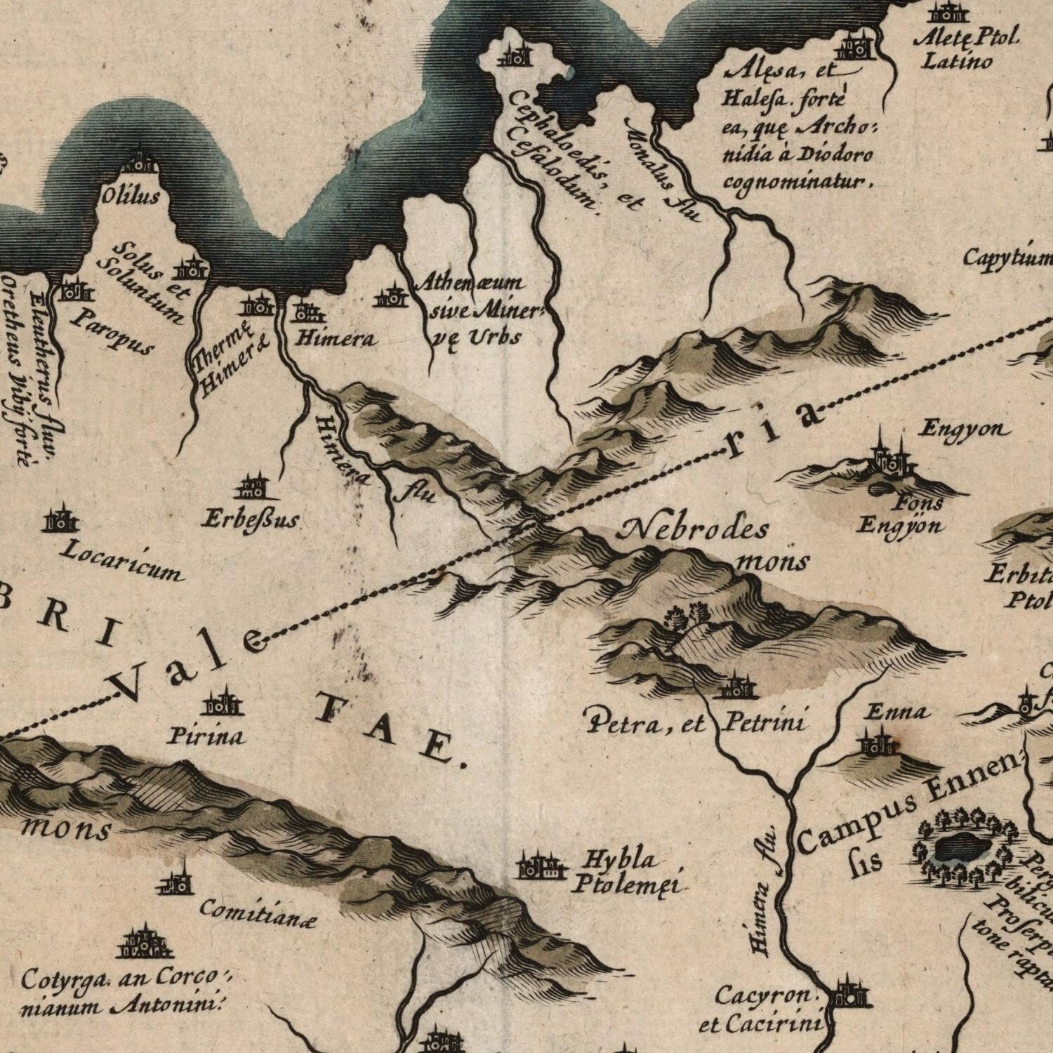 detail of the map from the centre 