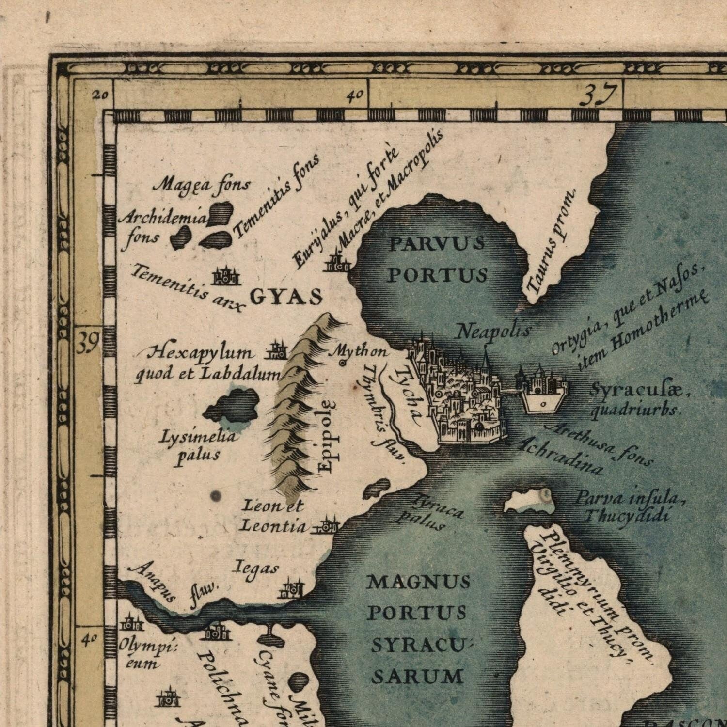 detail of the map from the top left corner