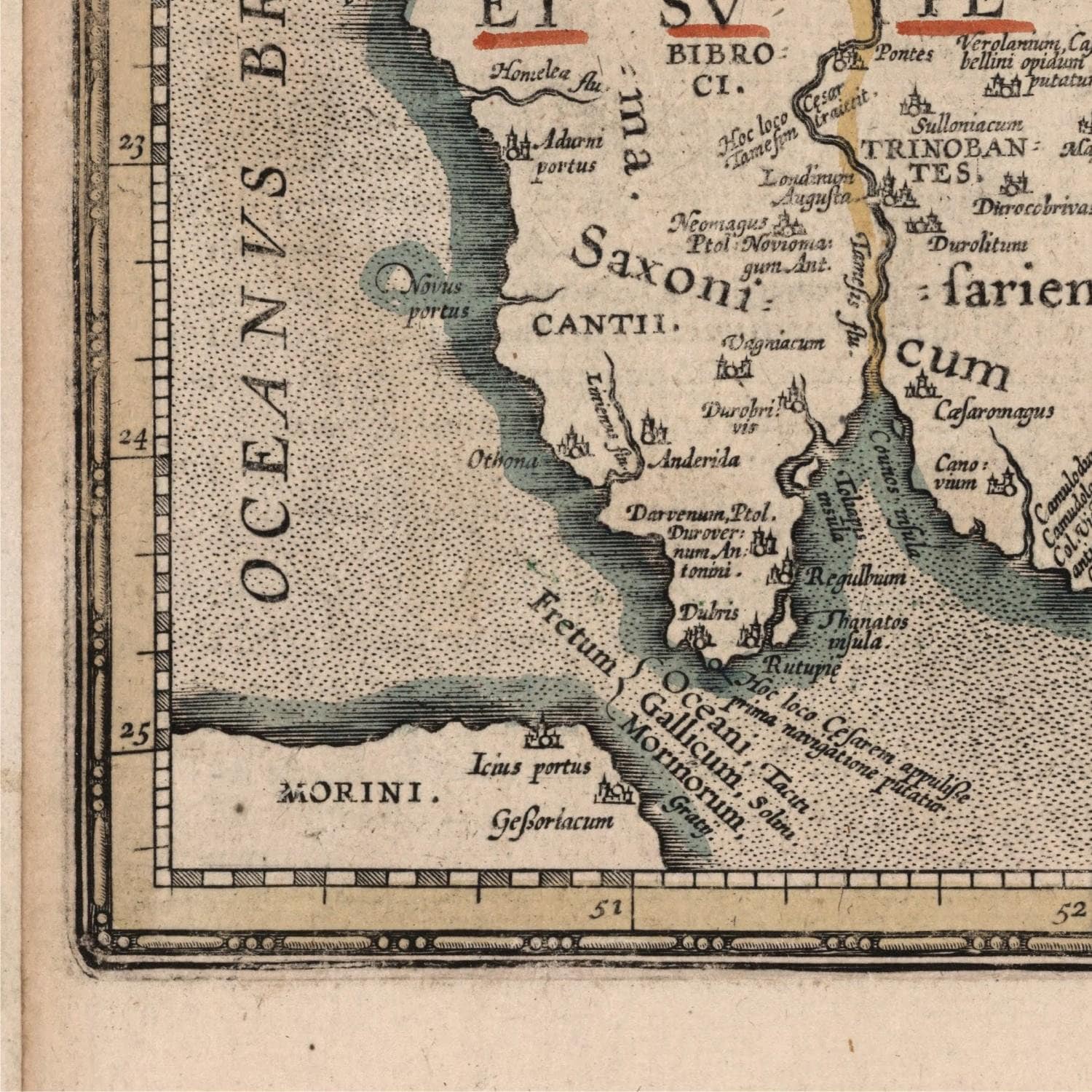 detail of the map from the bottom left corner