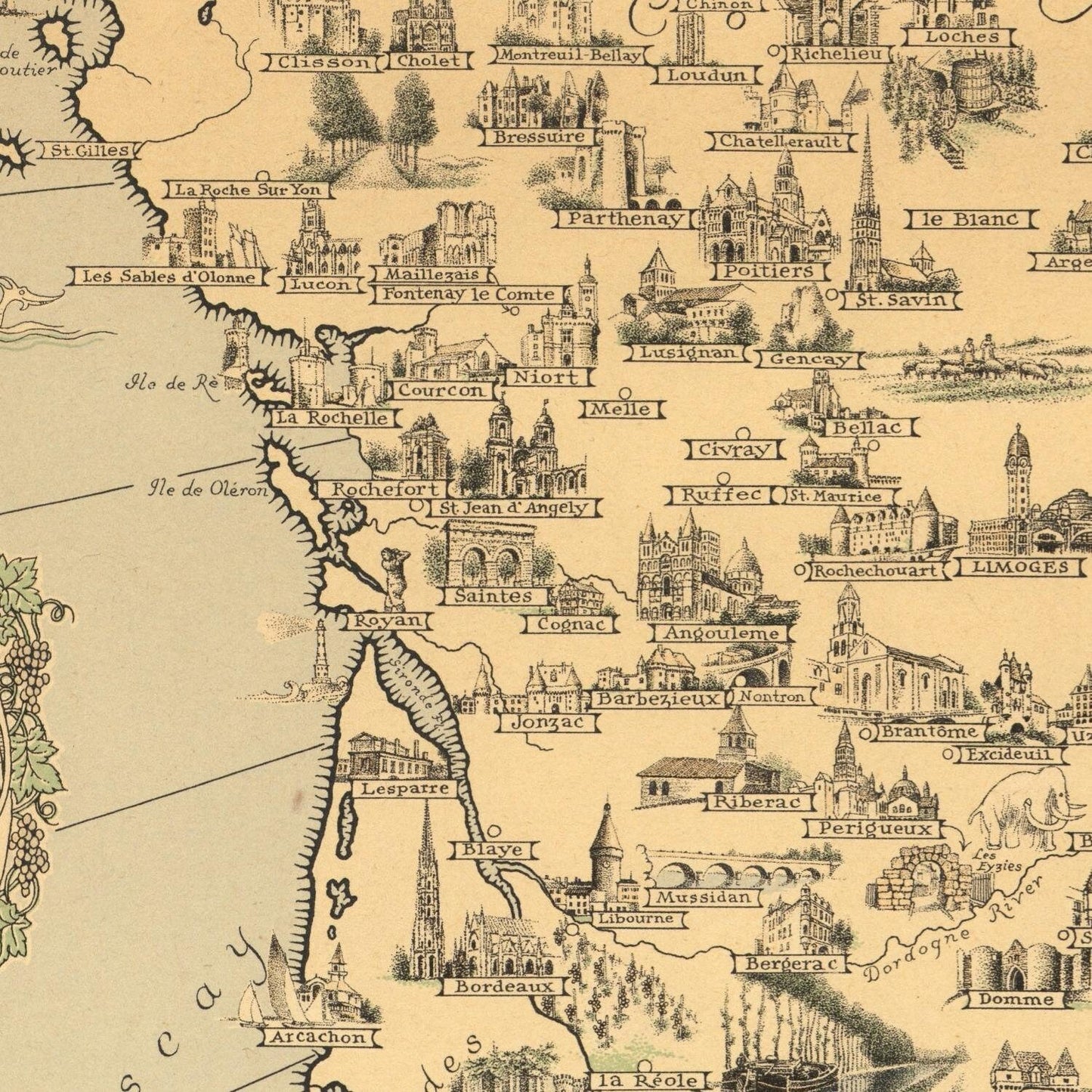 detail of the map from the centre left