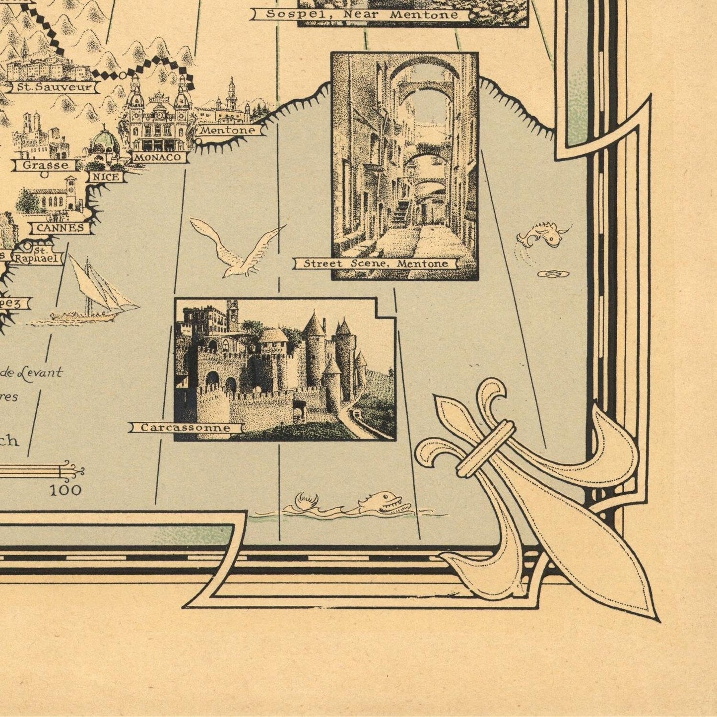 detail of the map from the bottom right corner