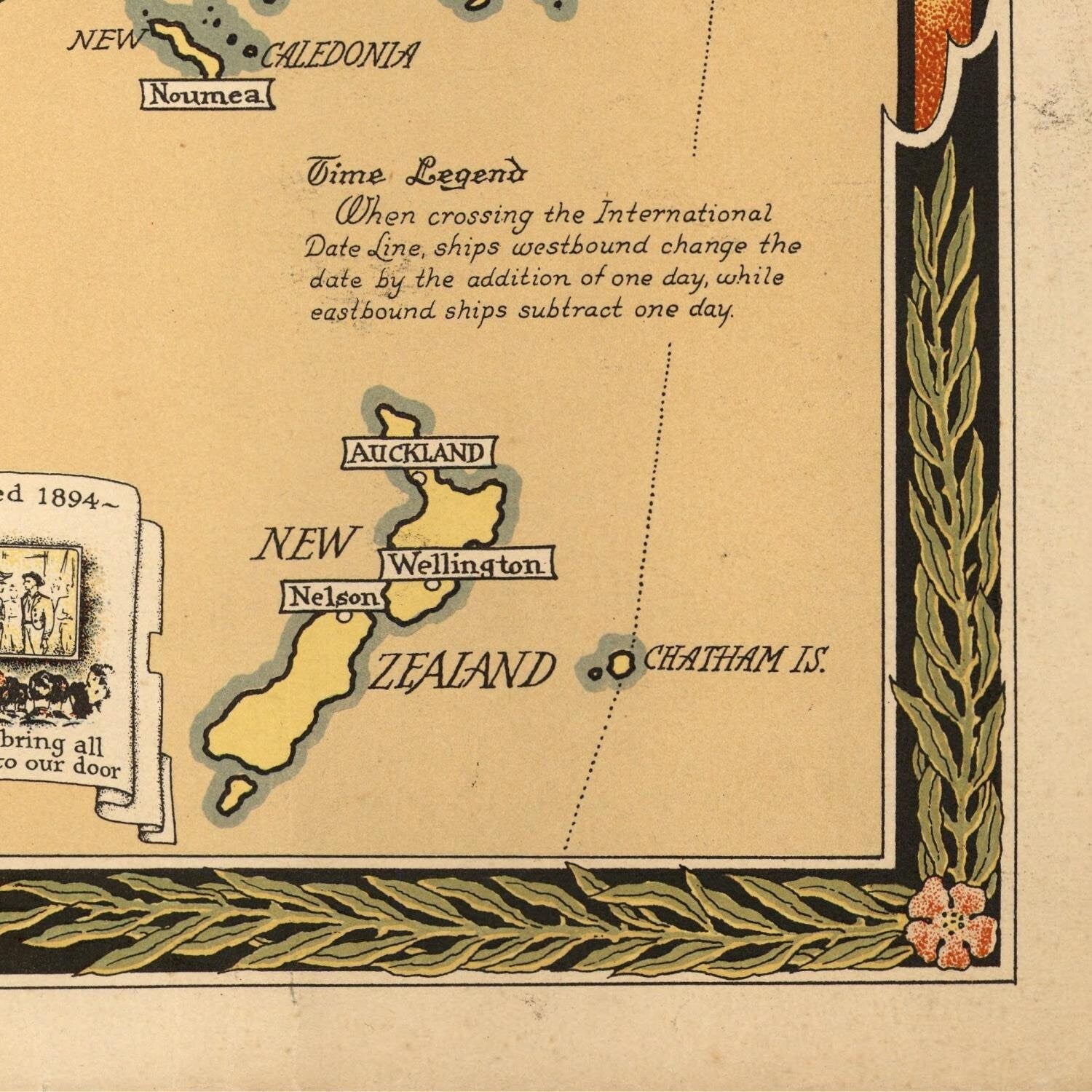 detail of the map from the bottom right corner