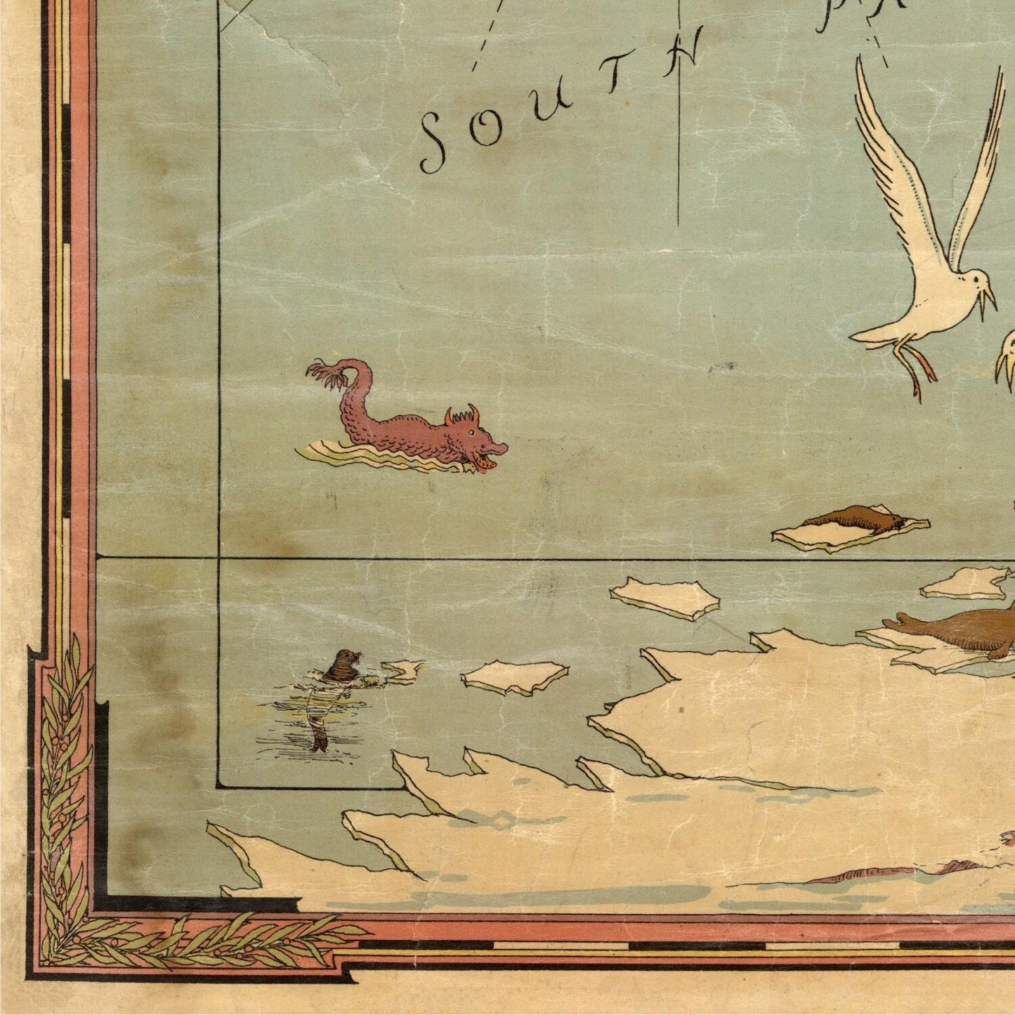 detail of the map from the bottom left corner