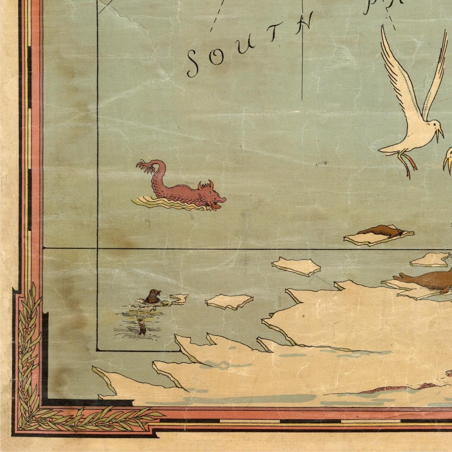 detail of the map from the bottom left corner