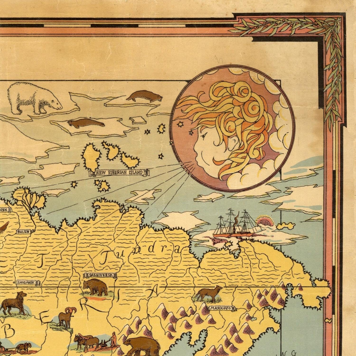 detail of the map from the top right corner