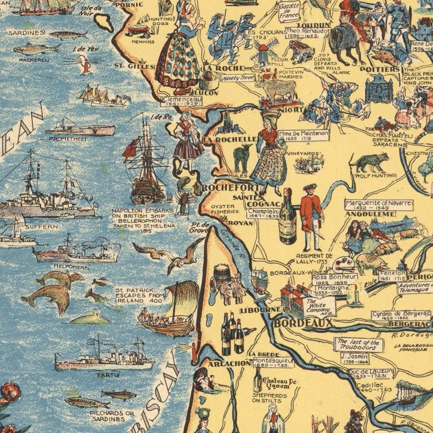 detail of the map from the centre left