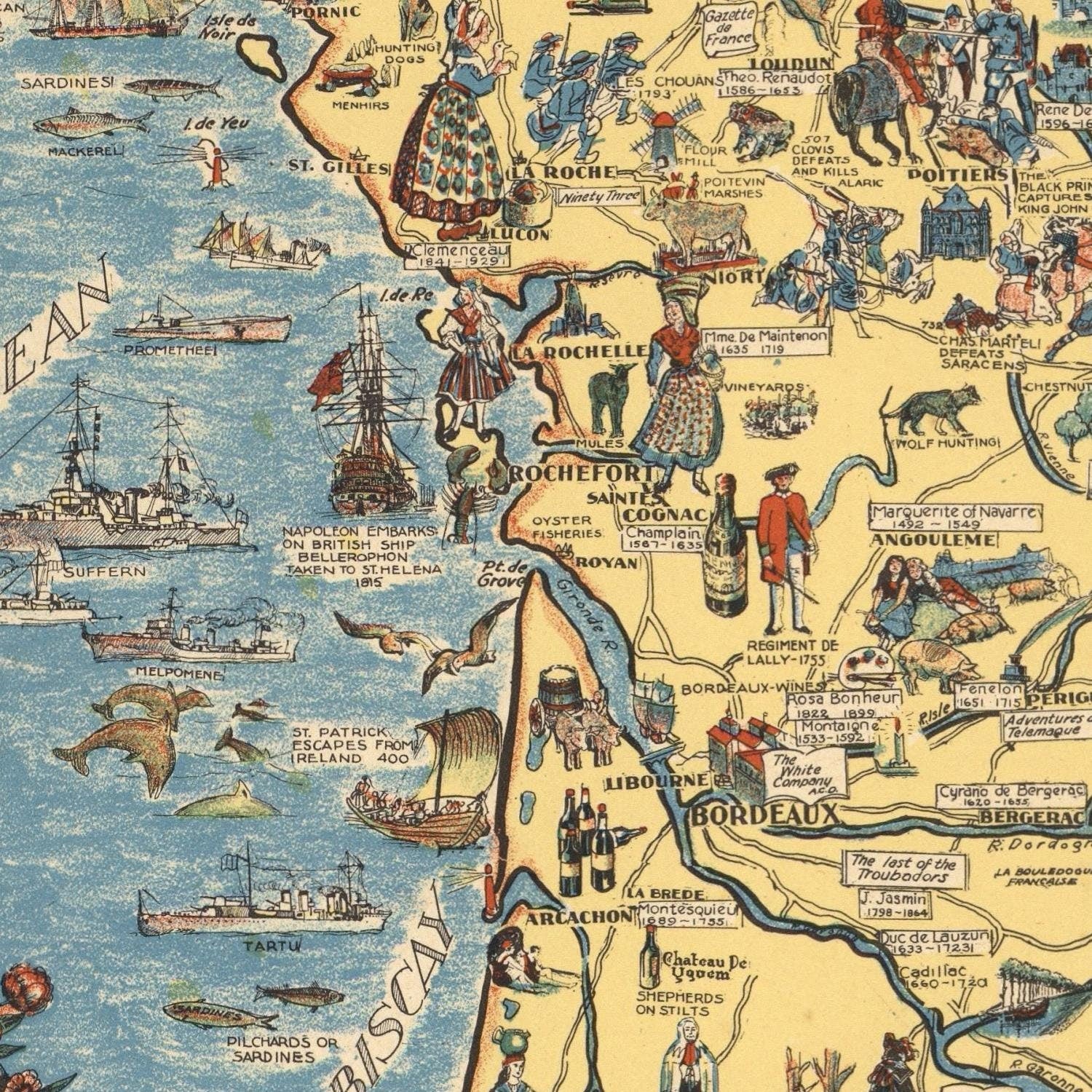 detail of the map from the centre left