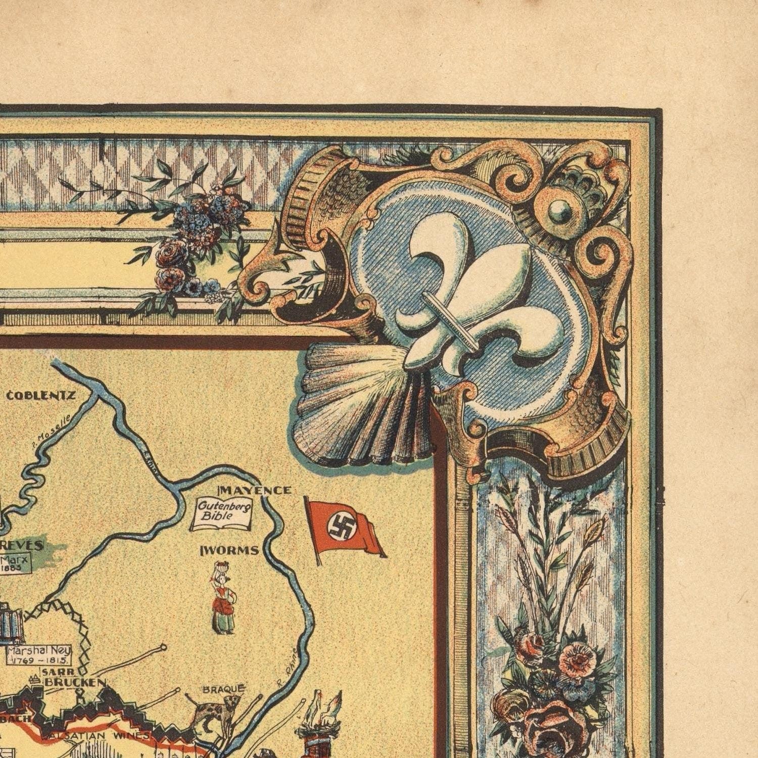 detail of the map from the top right corner