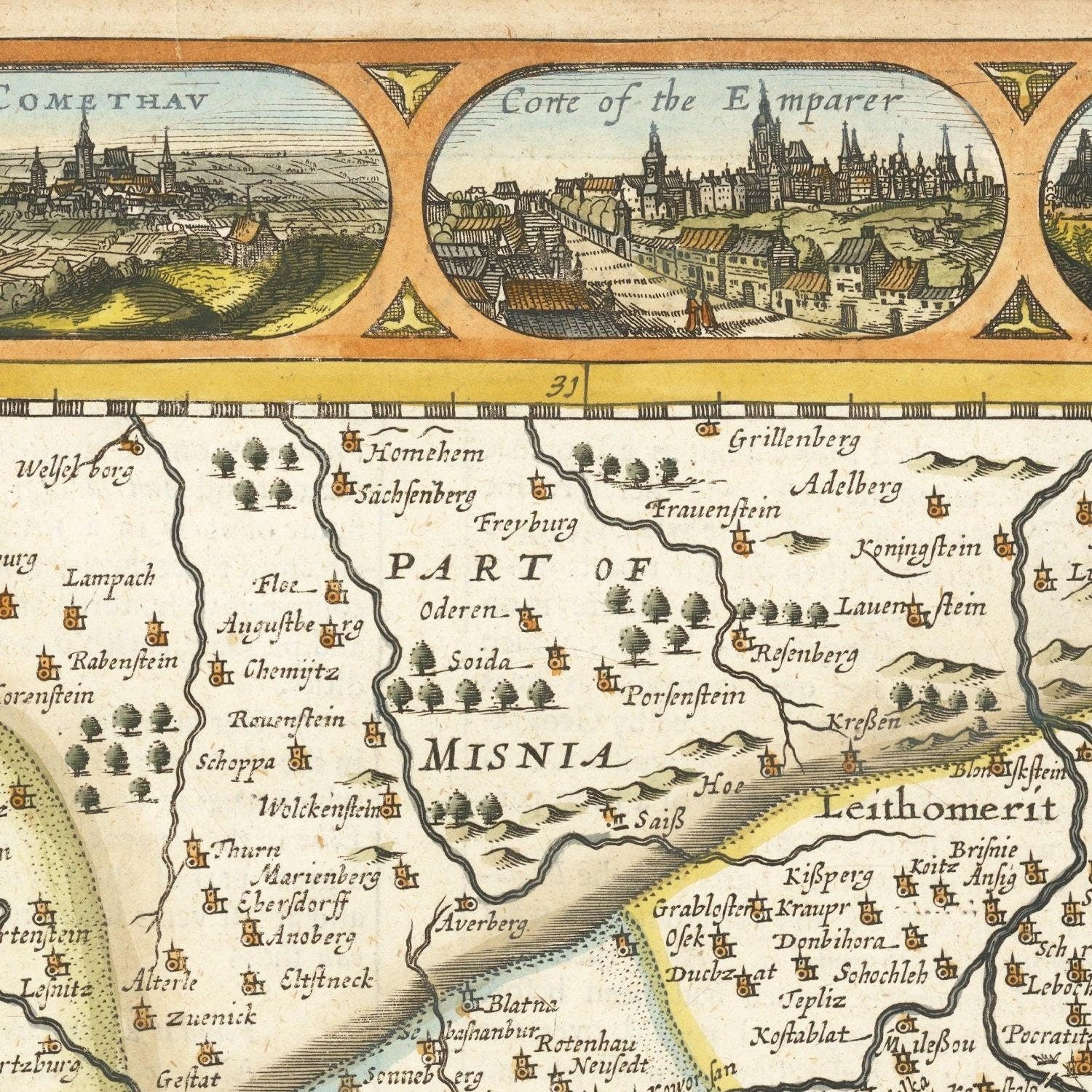 detail of the map from the centre left