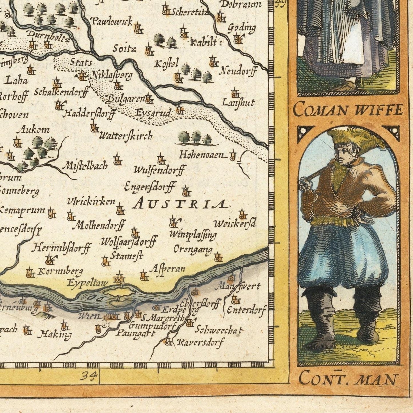 detail of the map from the bottom right corner