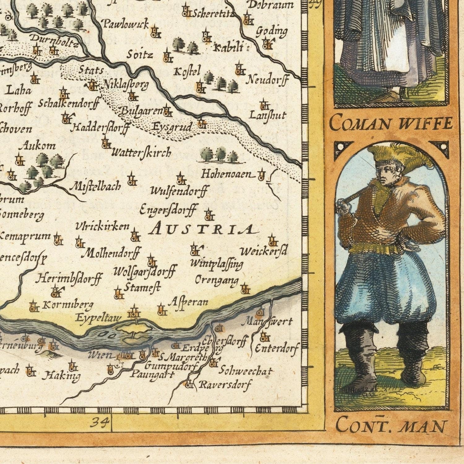 detail of the map from the bottom right corner