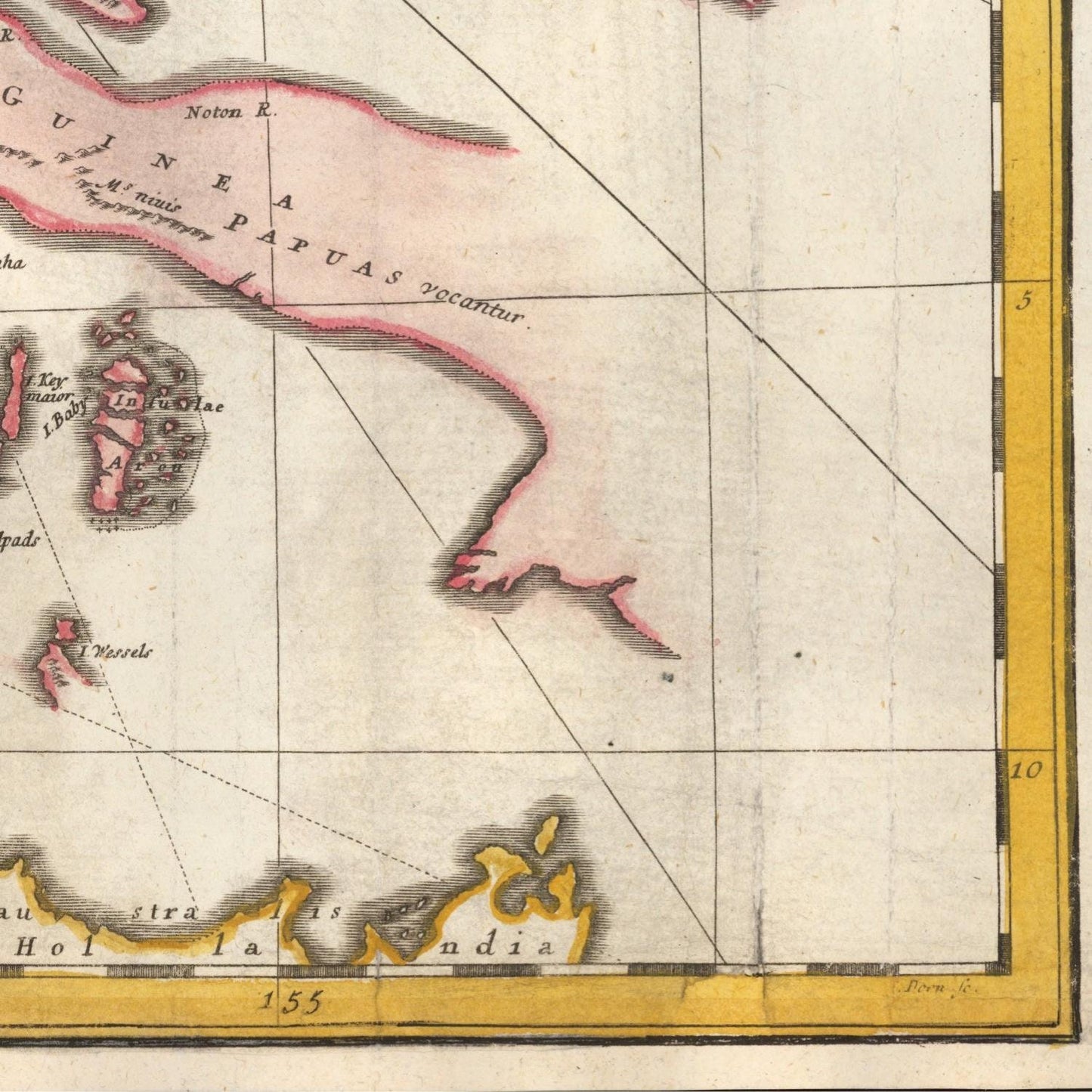 detail of the map from the bottom right corner