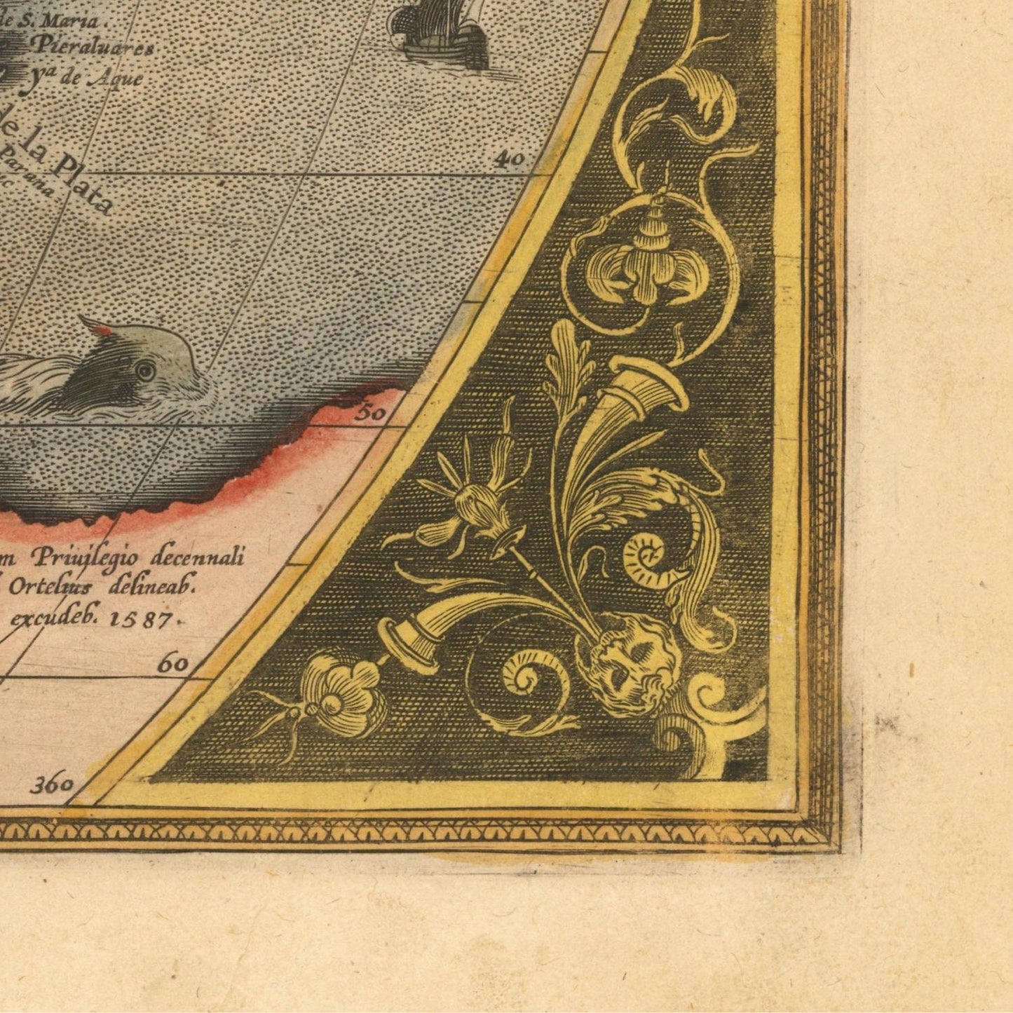 detail of the map from the bottom right corner