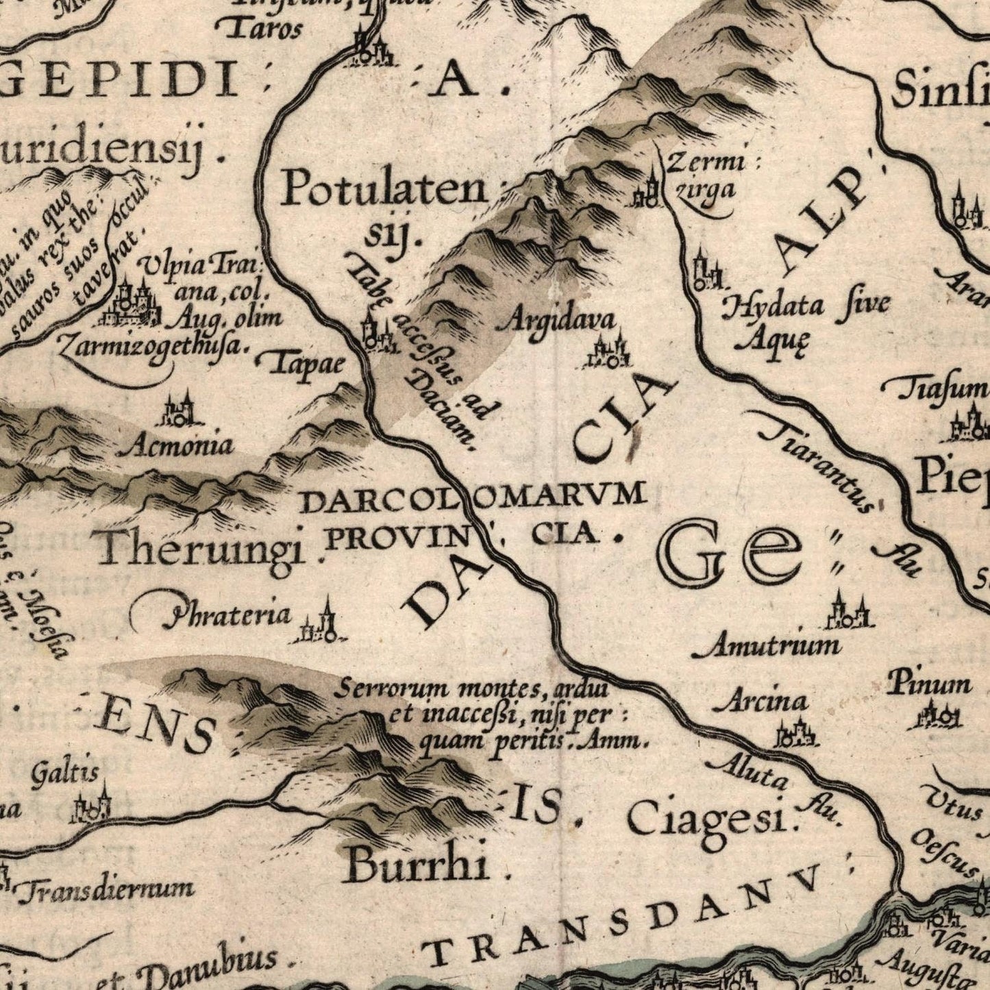 detail of the map from the centre 