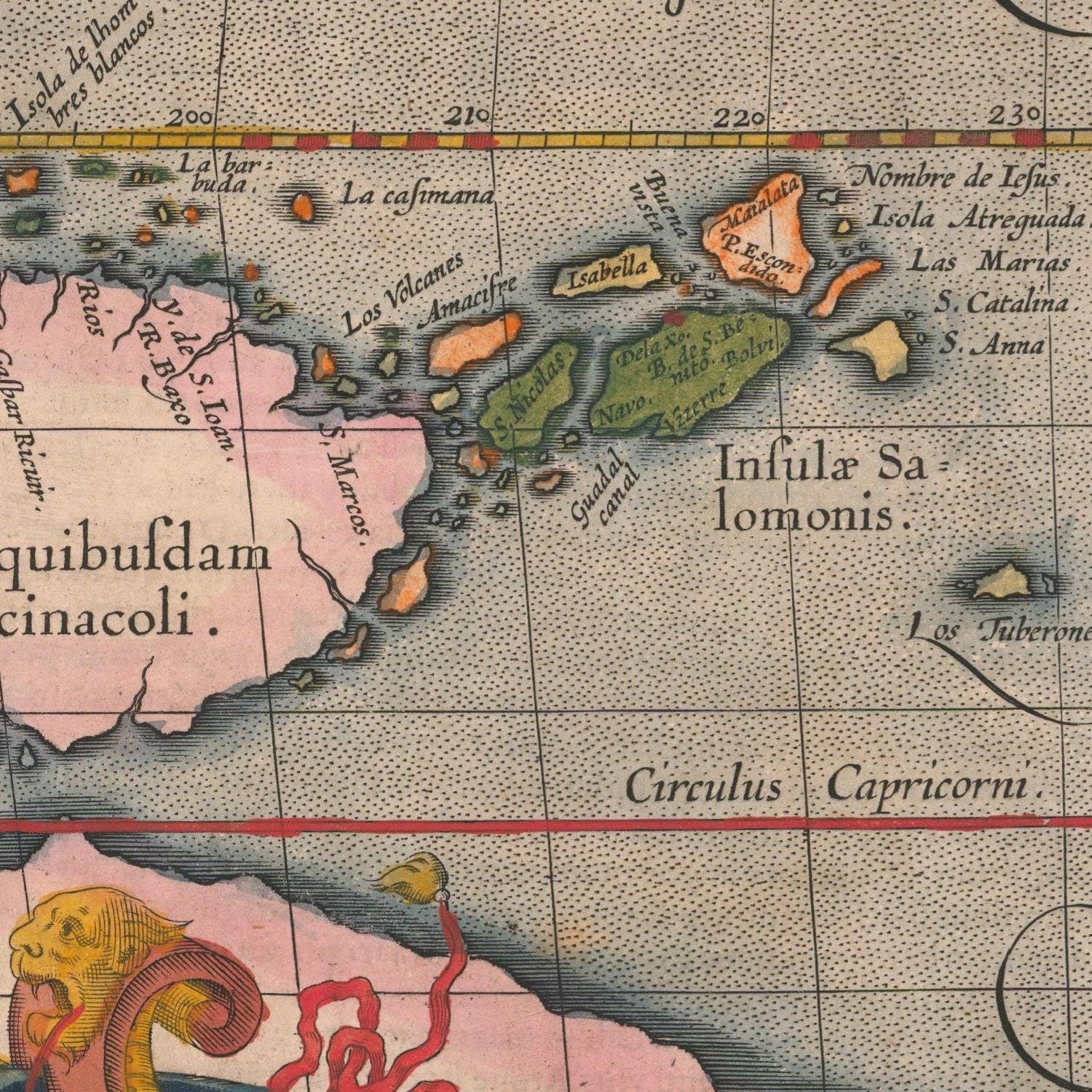 detail of the map from the centre left