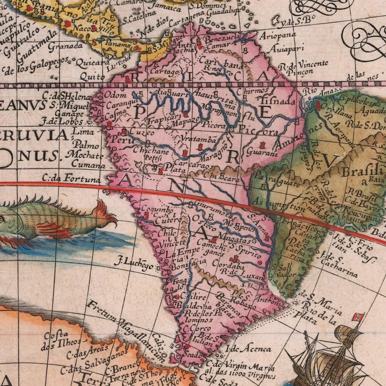 detail of the map from the centre left