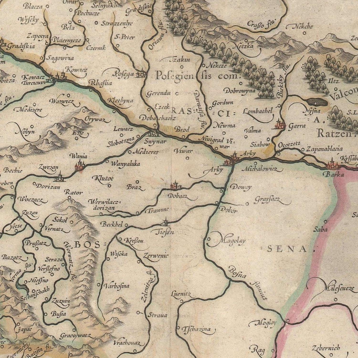 detail of the map from the centre 