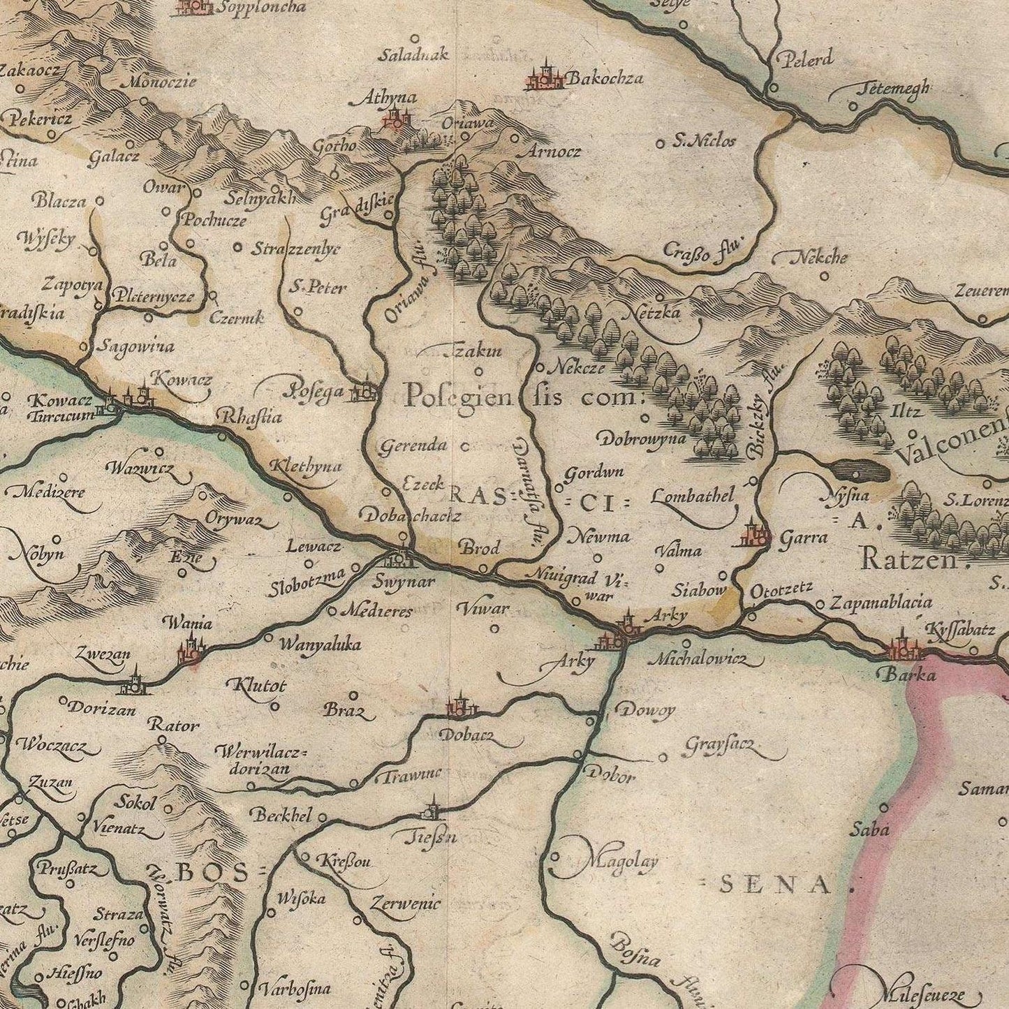 detail of the map from the centre left