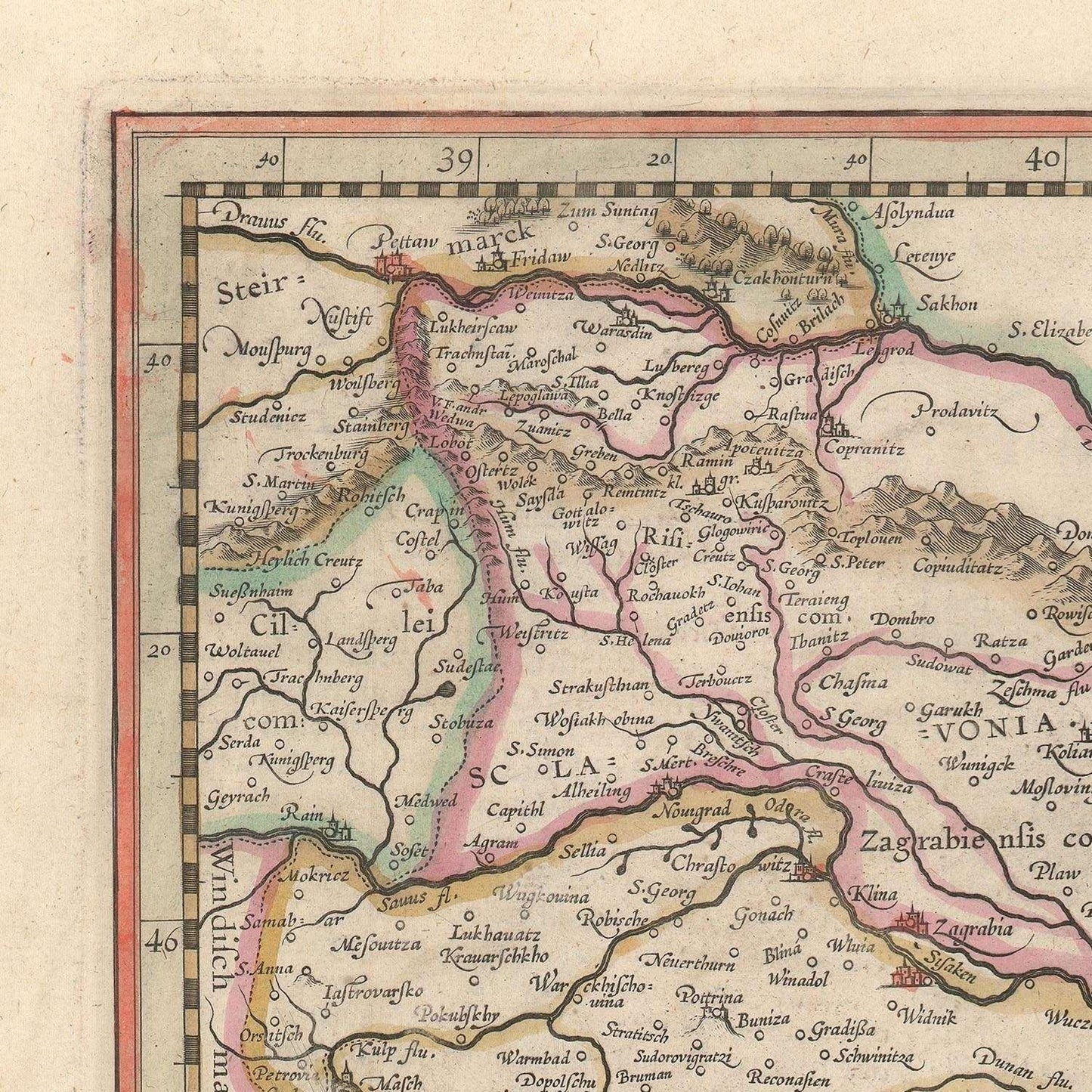 detail of the map from the top left corner