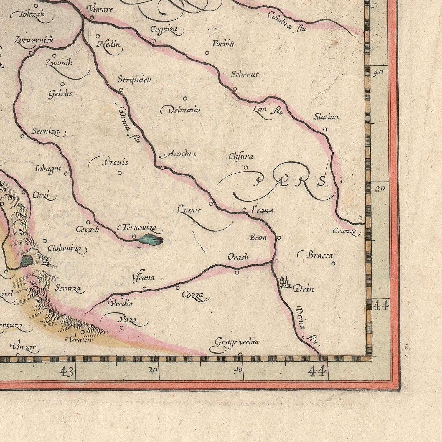 detail of the map from the bottom right corner