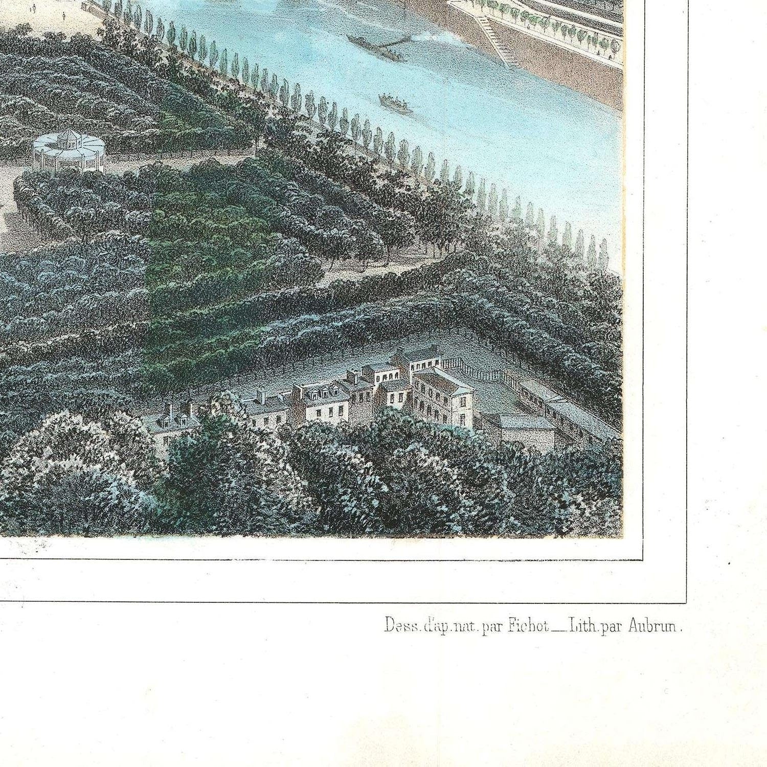 detail of the engraving reproduction from the bottom right corner