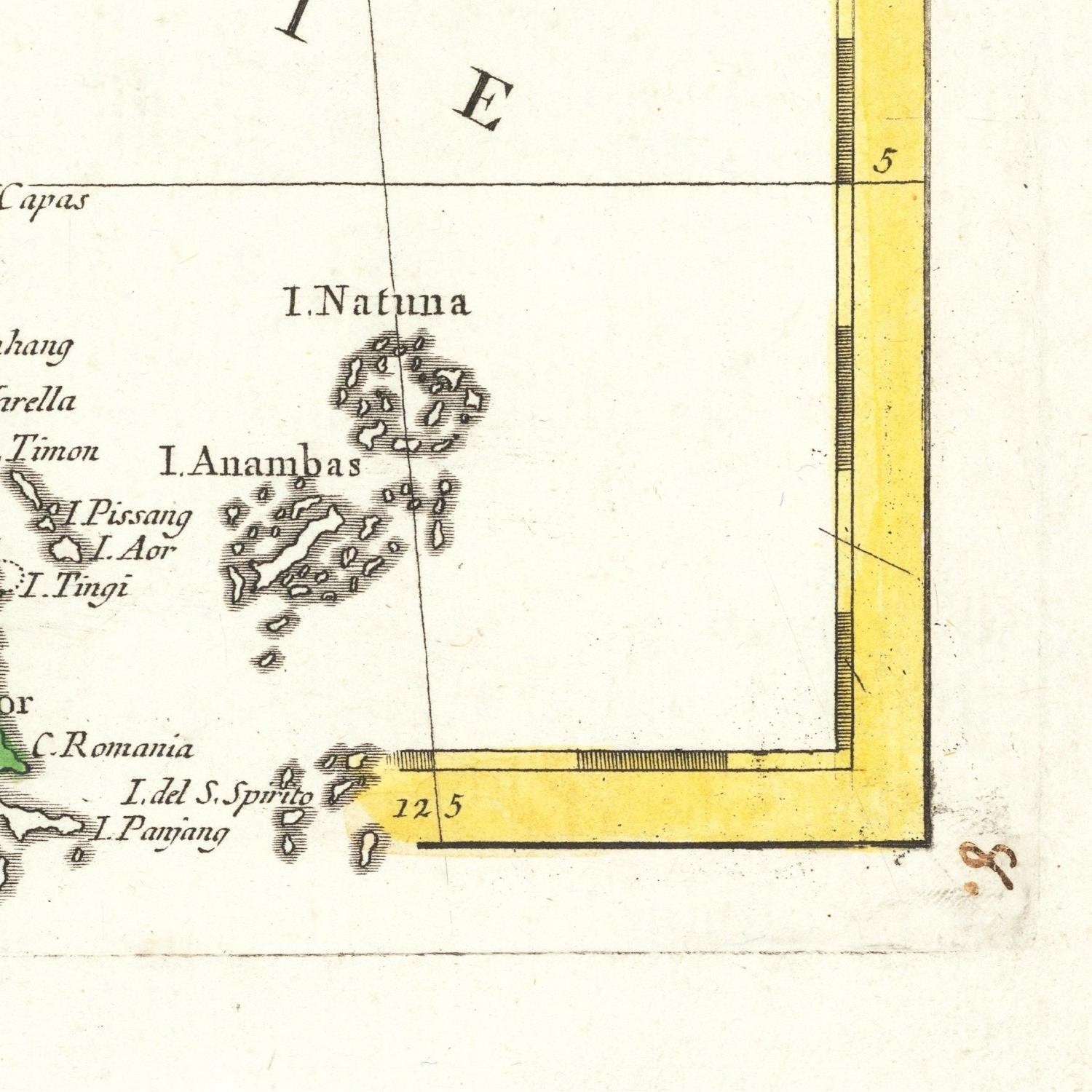 detail of the map from the bottom right corner