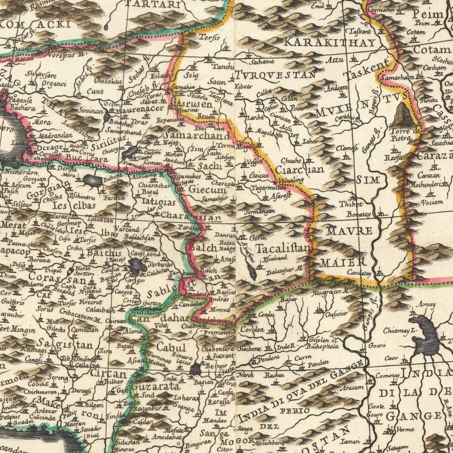 detail of the map from the centre 