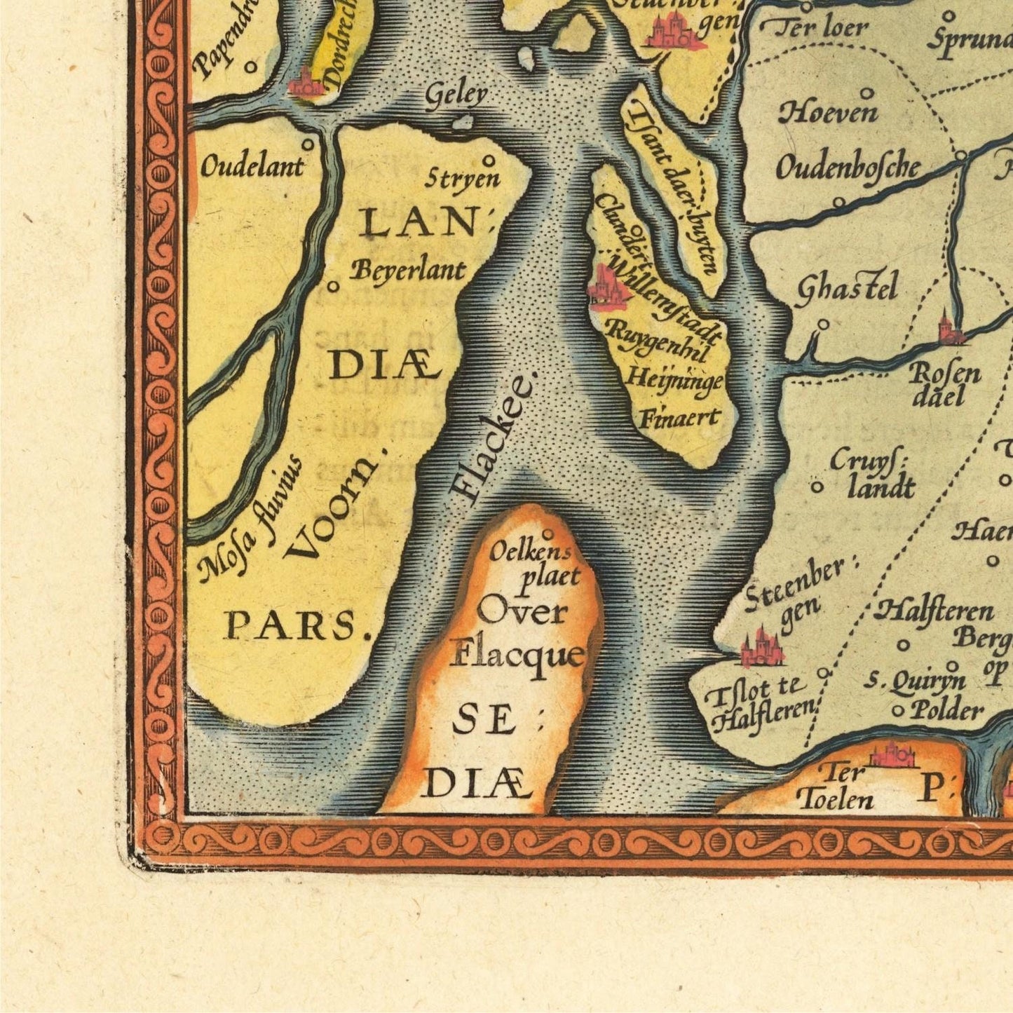 detail of the map from the bottom left corner