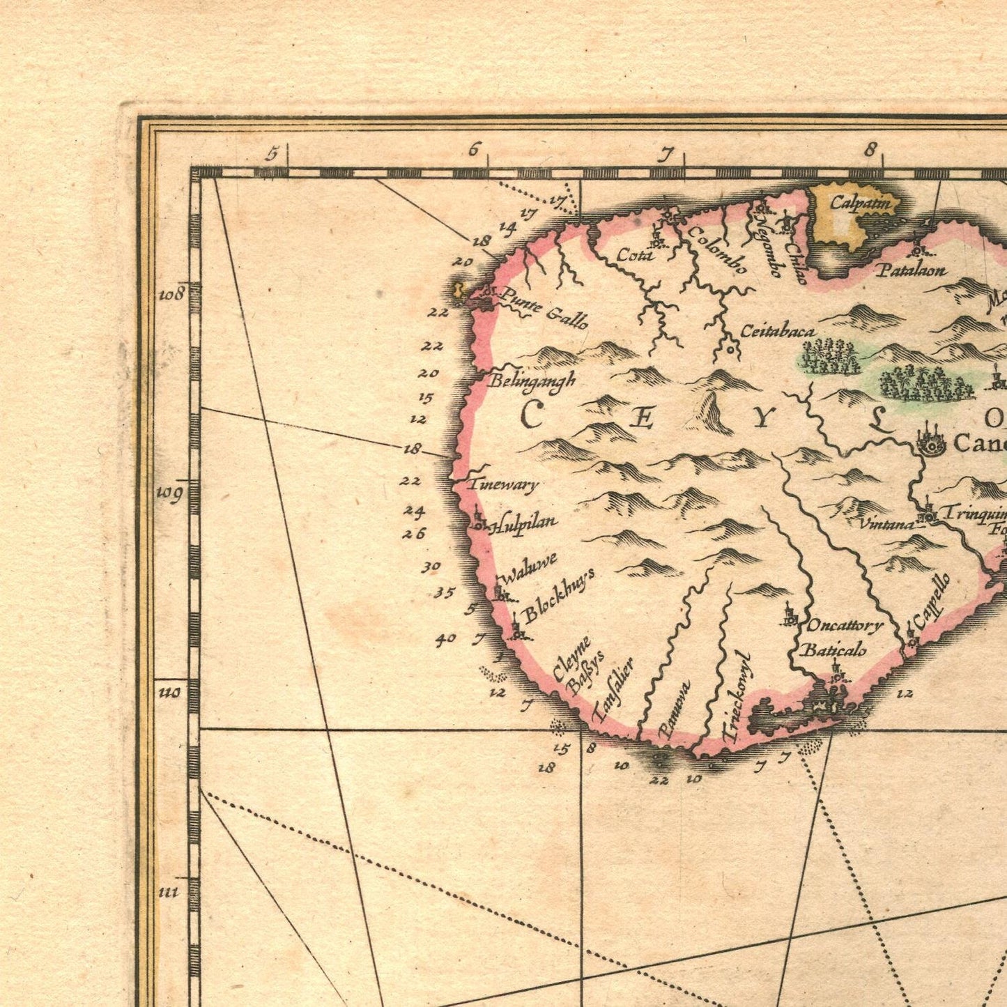 detail of the map from the top left corner