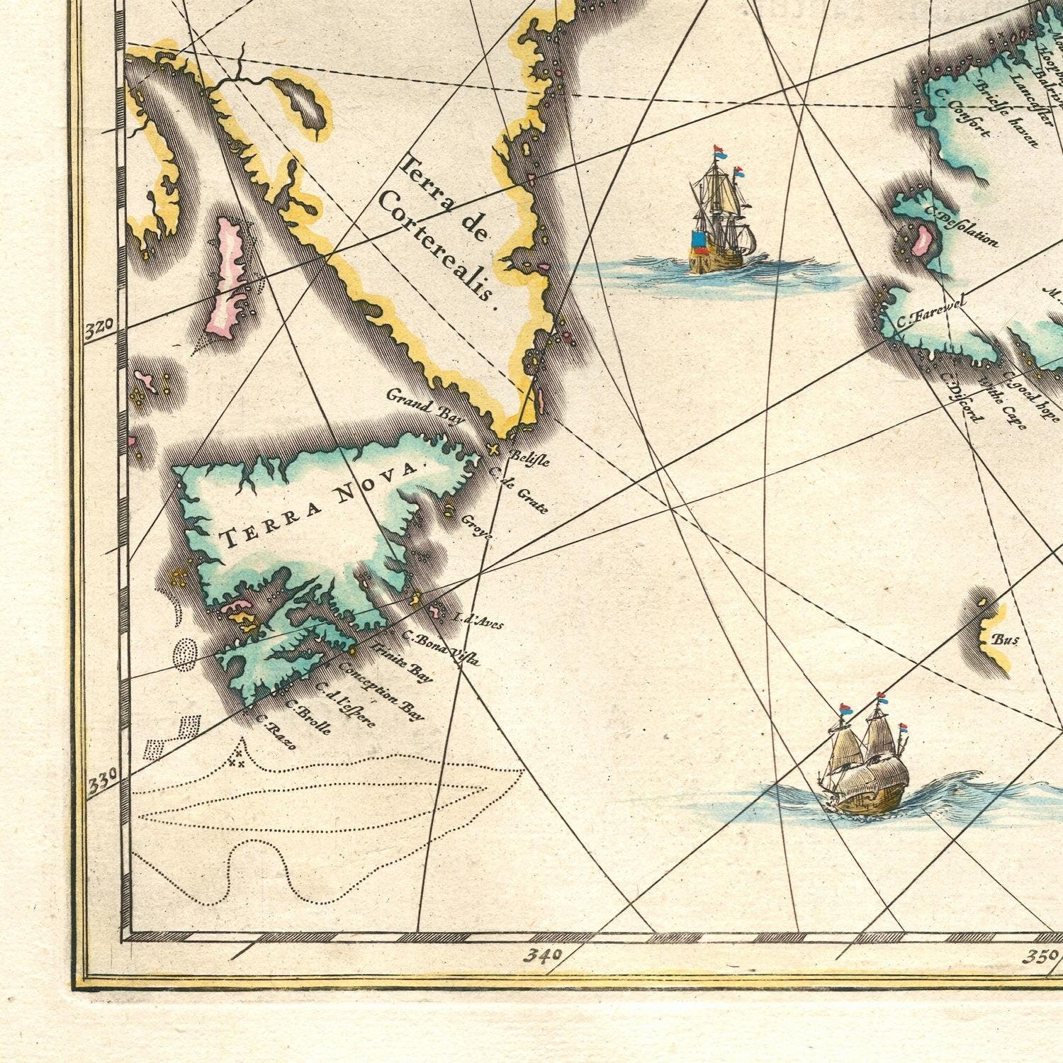 detail of the map from the bottom left corner