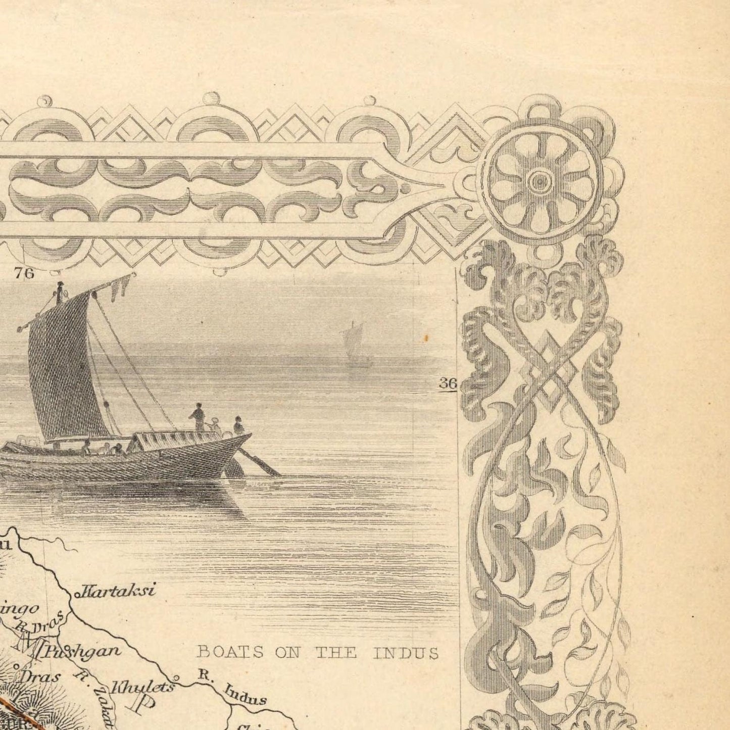 Antique map of Cabool, The Punjab and Beloochistan, 1851