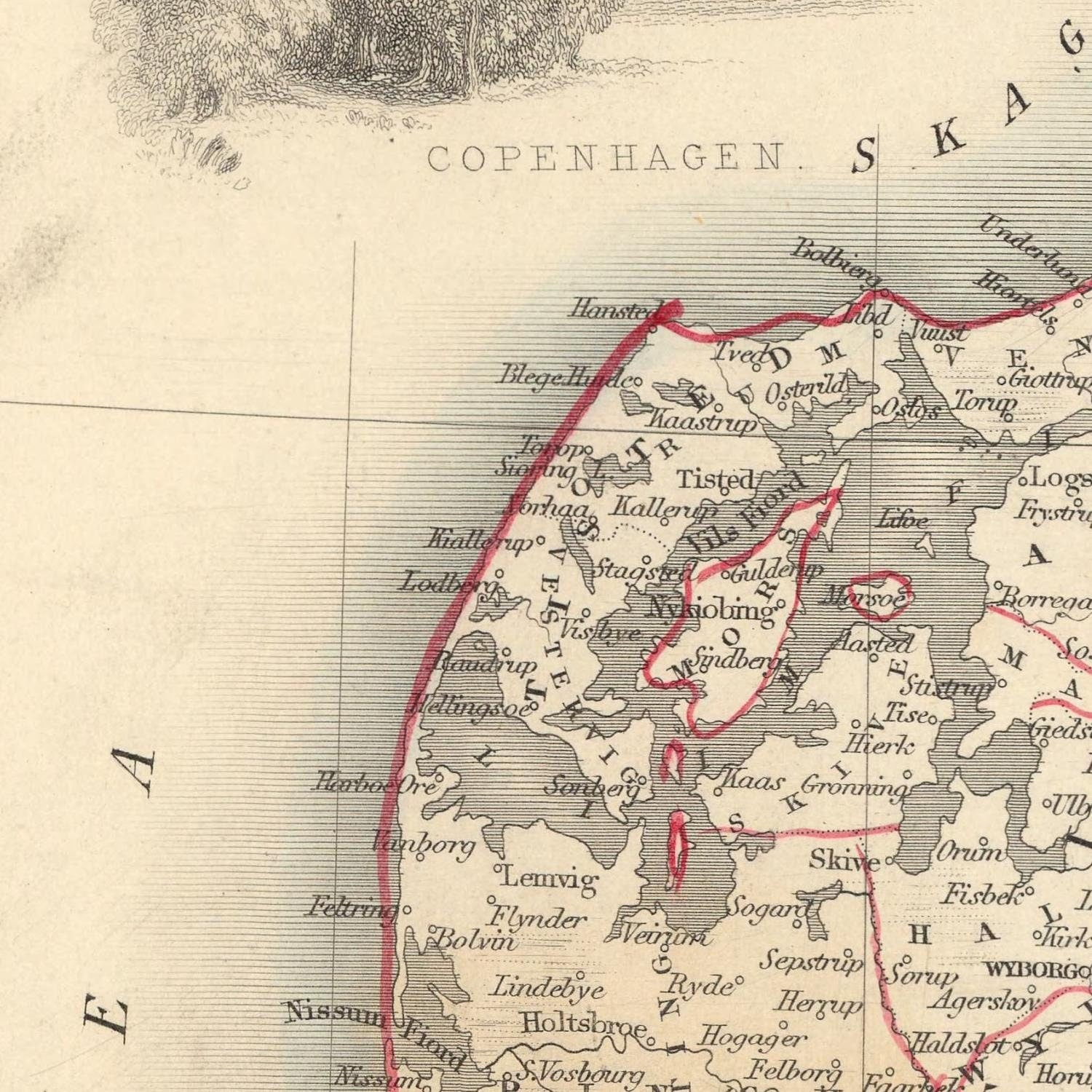 detail of the map from the centre left