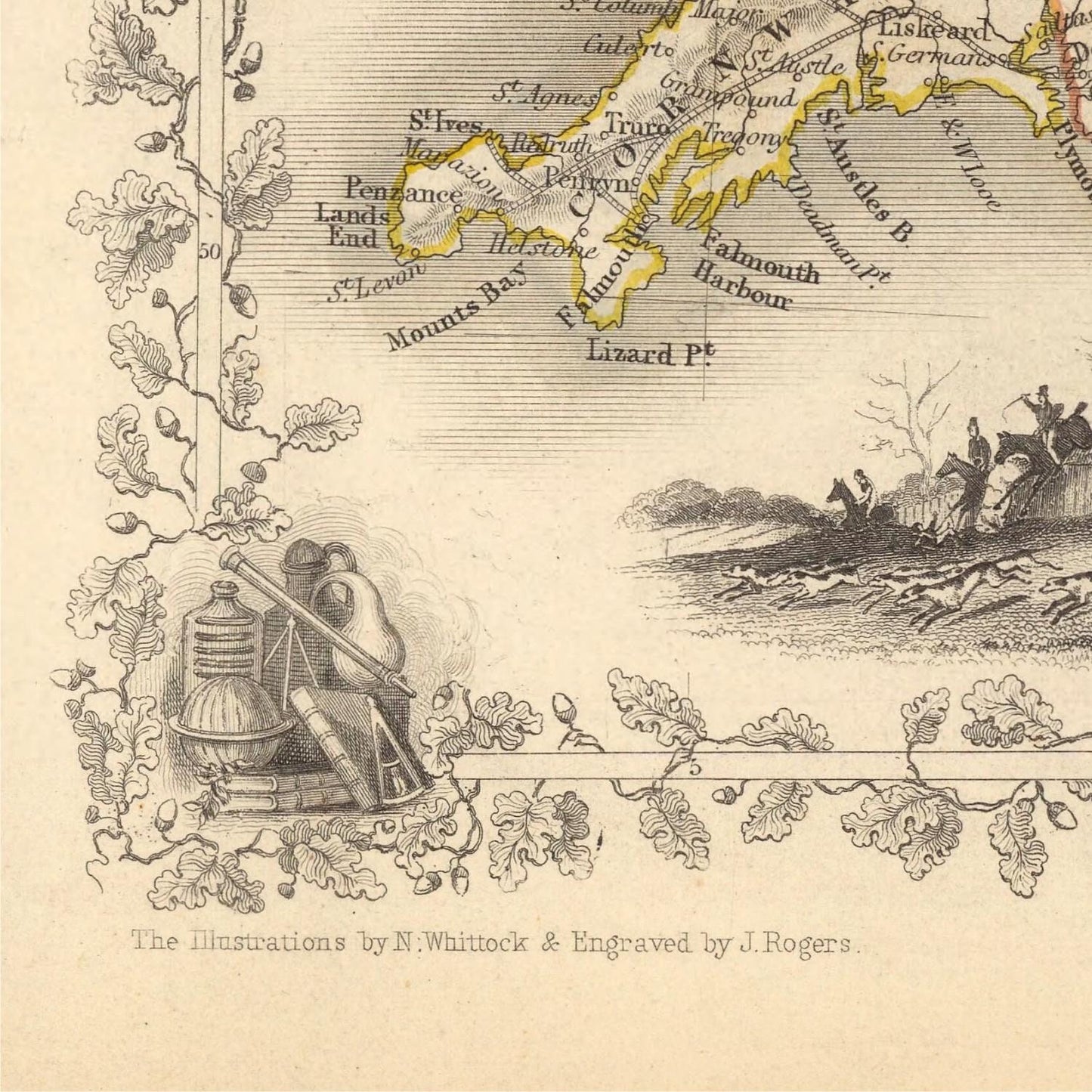 detail of the map from the bottom left corner