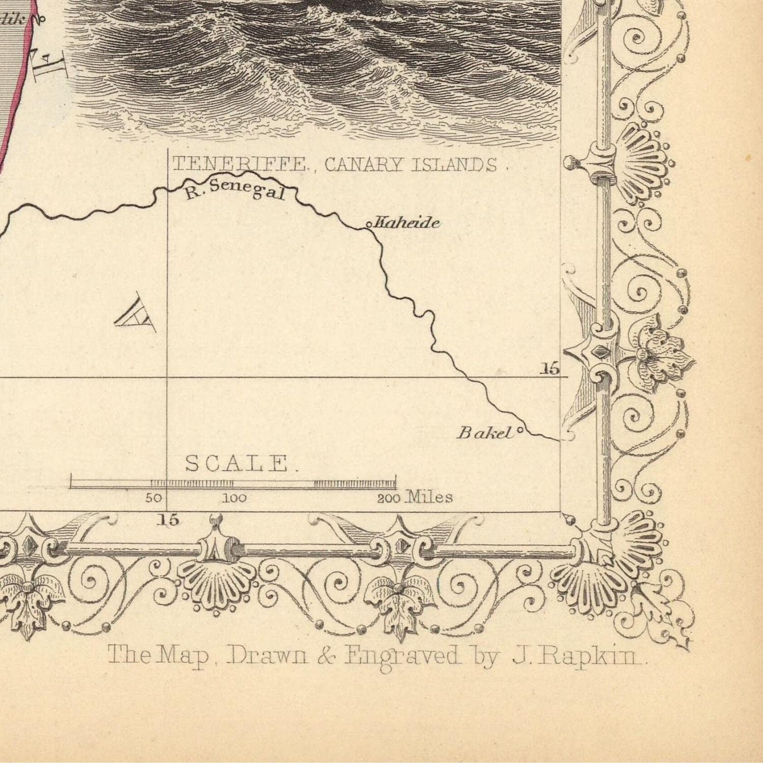 detail of the map from the bottom right corner