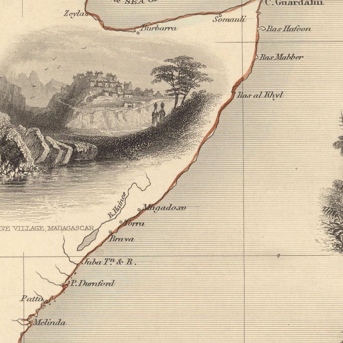 detail of the map from the centre left