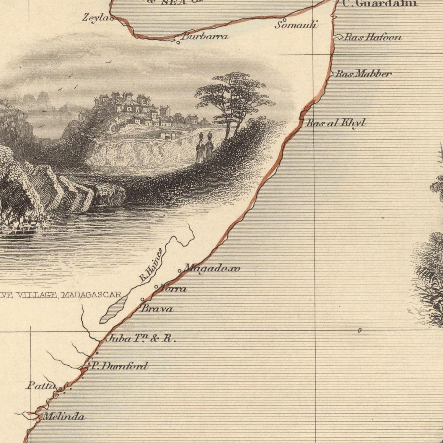 detail of the map from the centre left