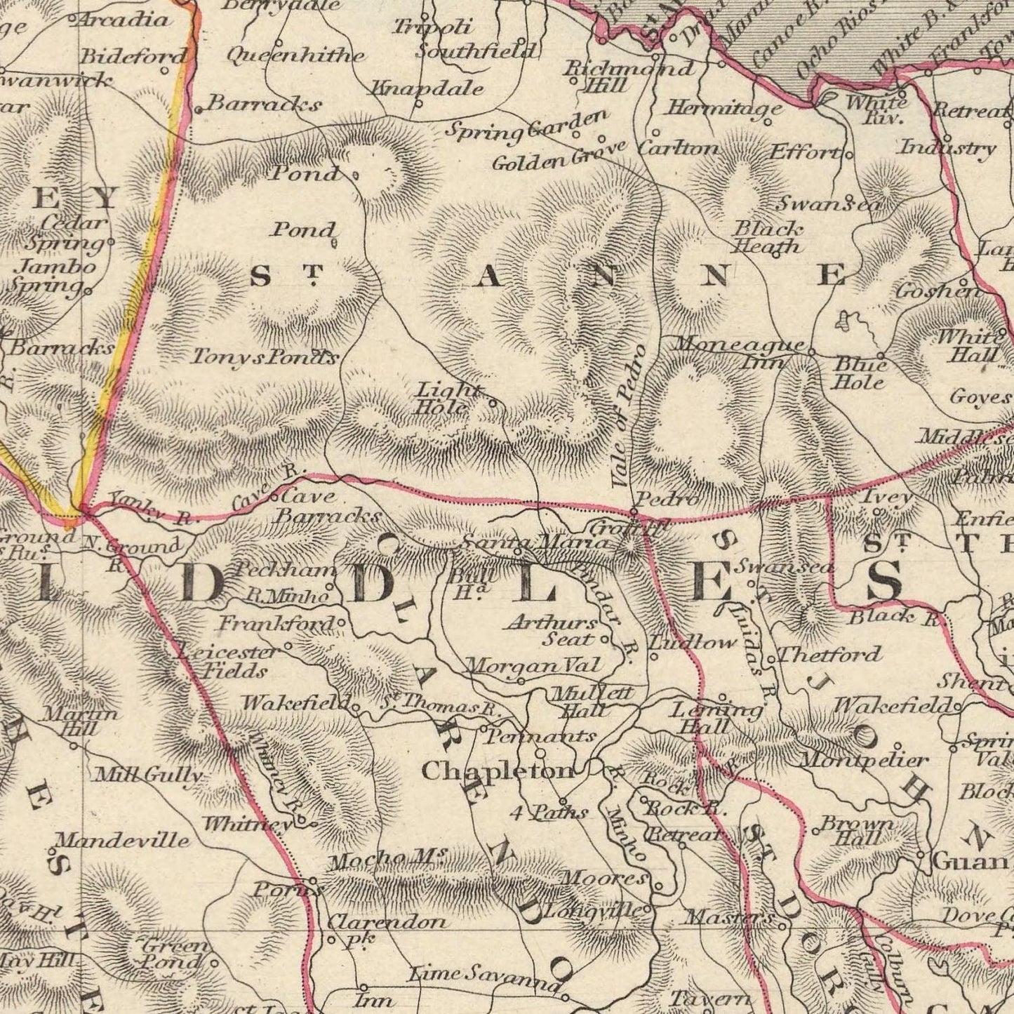 detail of the map from the centre 